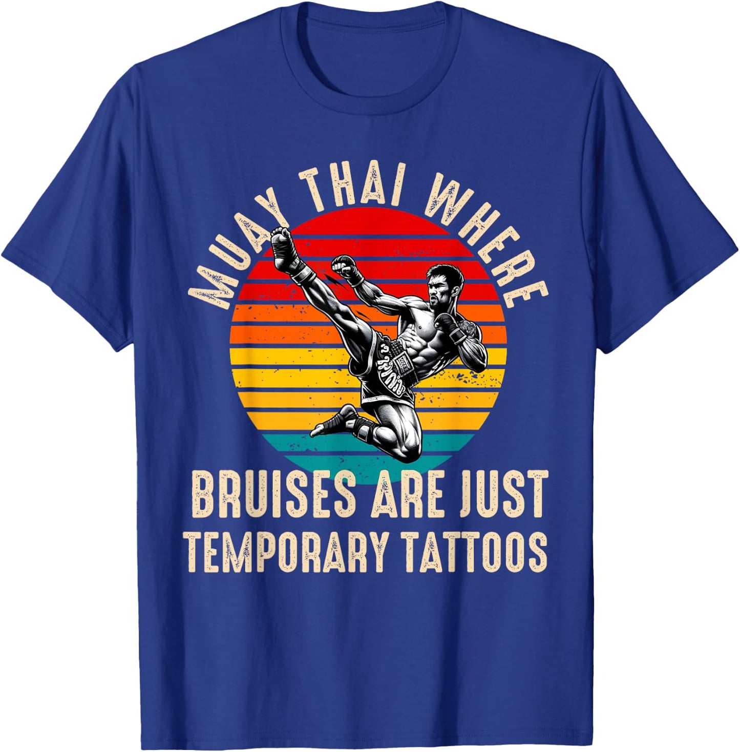 Muay Thai Fighter Dad Boys Thai Kickboxing Fighting T-Shirt - T-Shirt | Royal