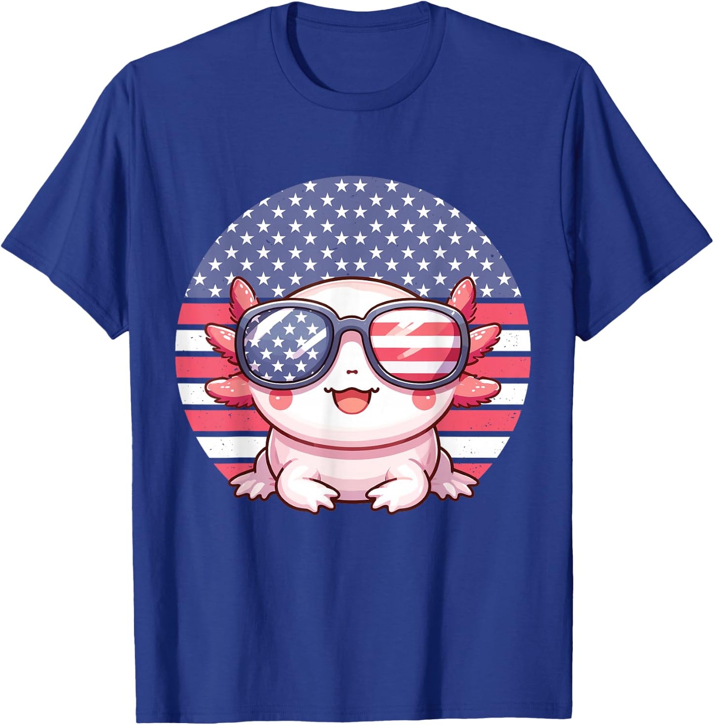 Funny Axolotl American Flag 4th of July Axolotl Girls Kids T-Shirt - T-Shirt | Royal