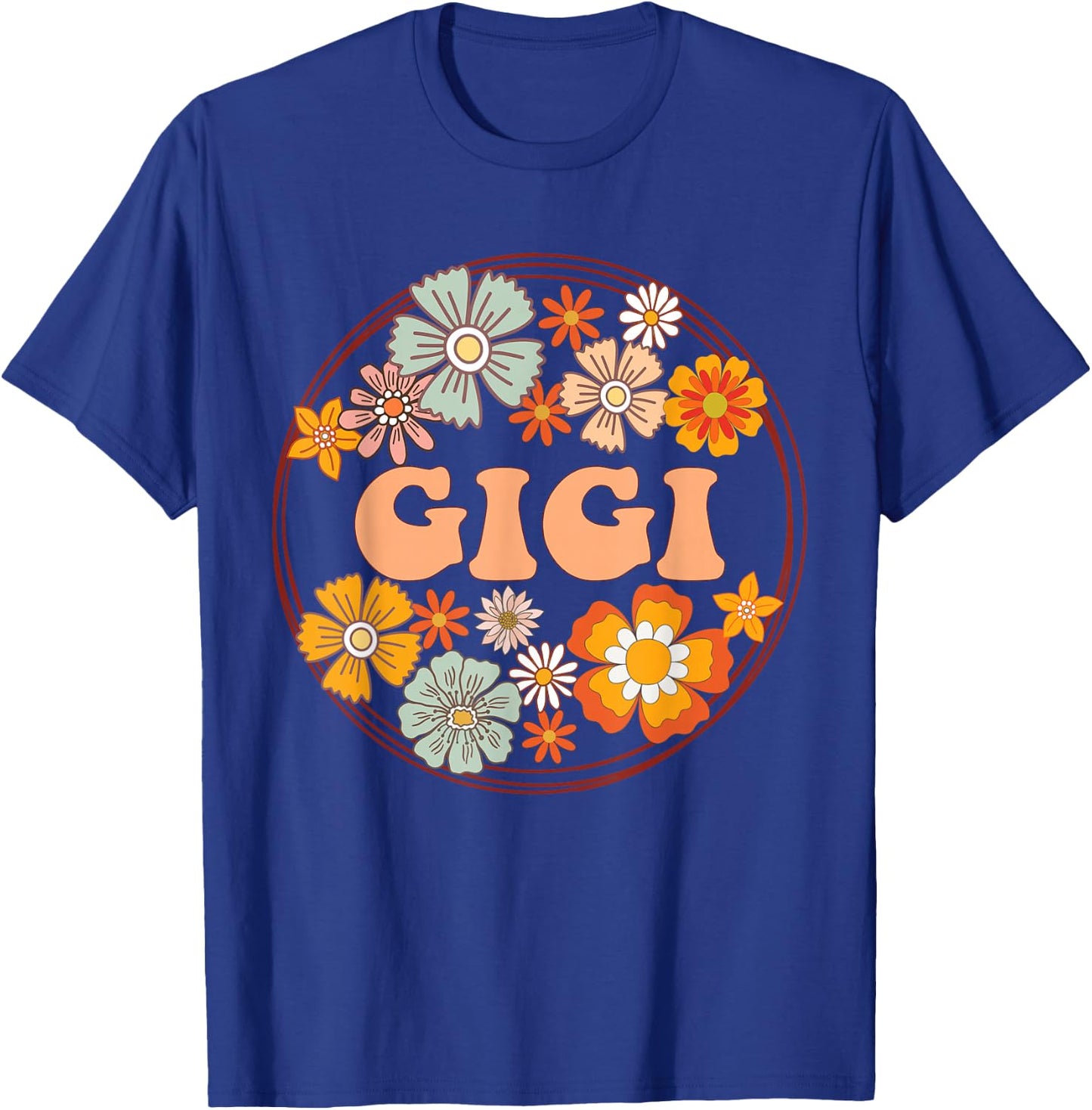 Groovy Gigi Retro Flowers Women Mother's Day Grandma T-Shirt - T-Shirt | Royal