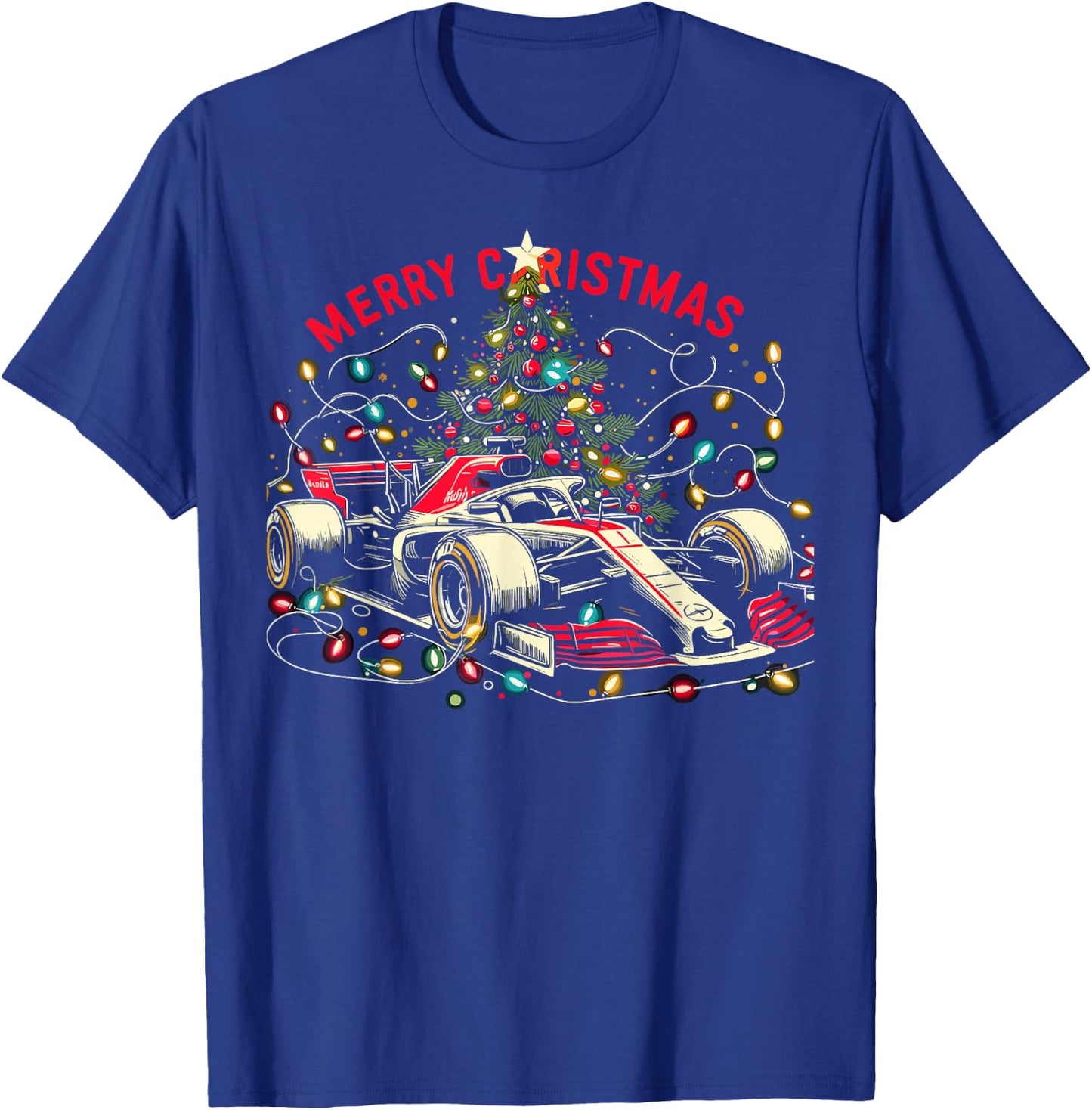 Car Race Christmas Pajamas - Santa Race Car Pjs T-Shirt - T-Shirt | Royal