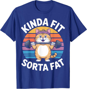 Kinda Fit Sorta Fat Fitness Humor Pet Cat T-Shirt - T-Shirt | Royal