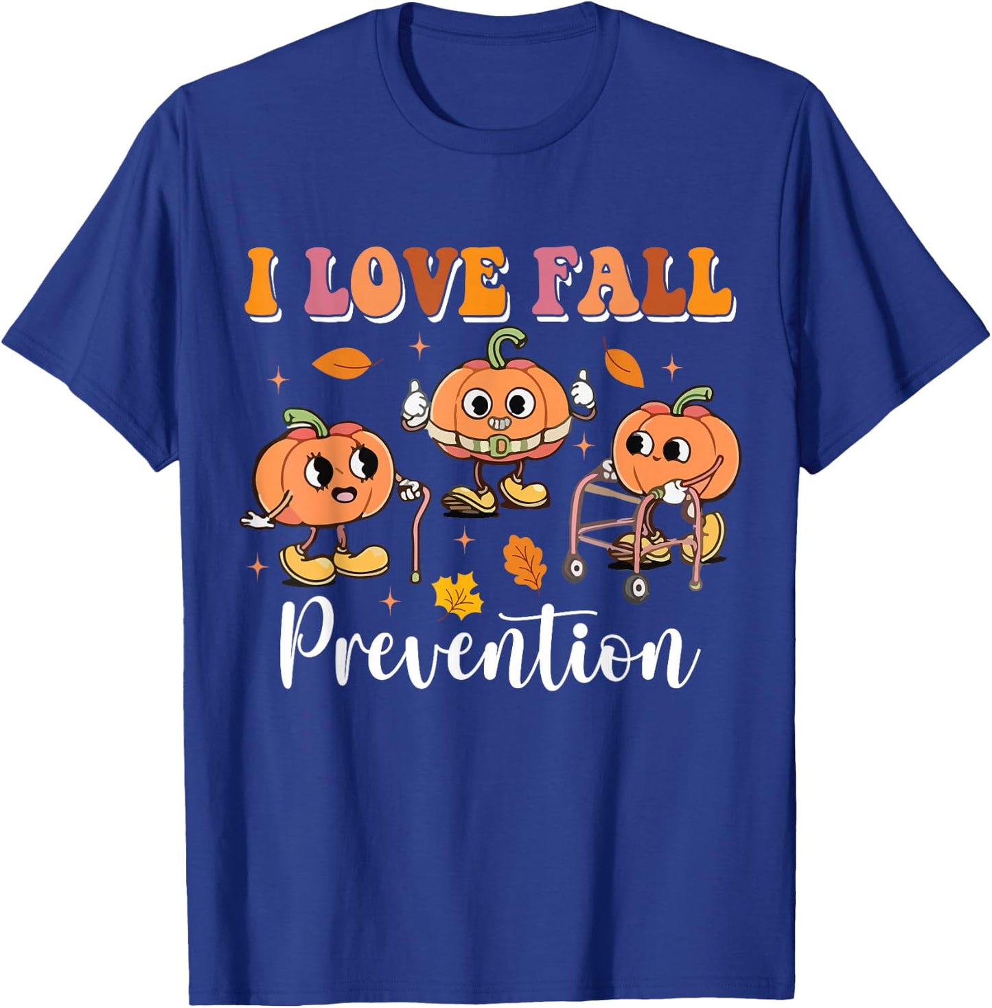 Groovy Retro I Love Fall Prevention Fall Physical Therapy T-Shirt - T-Shirt | Royal