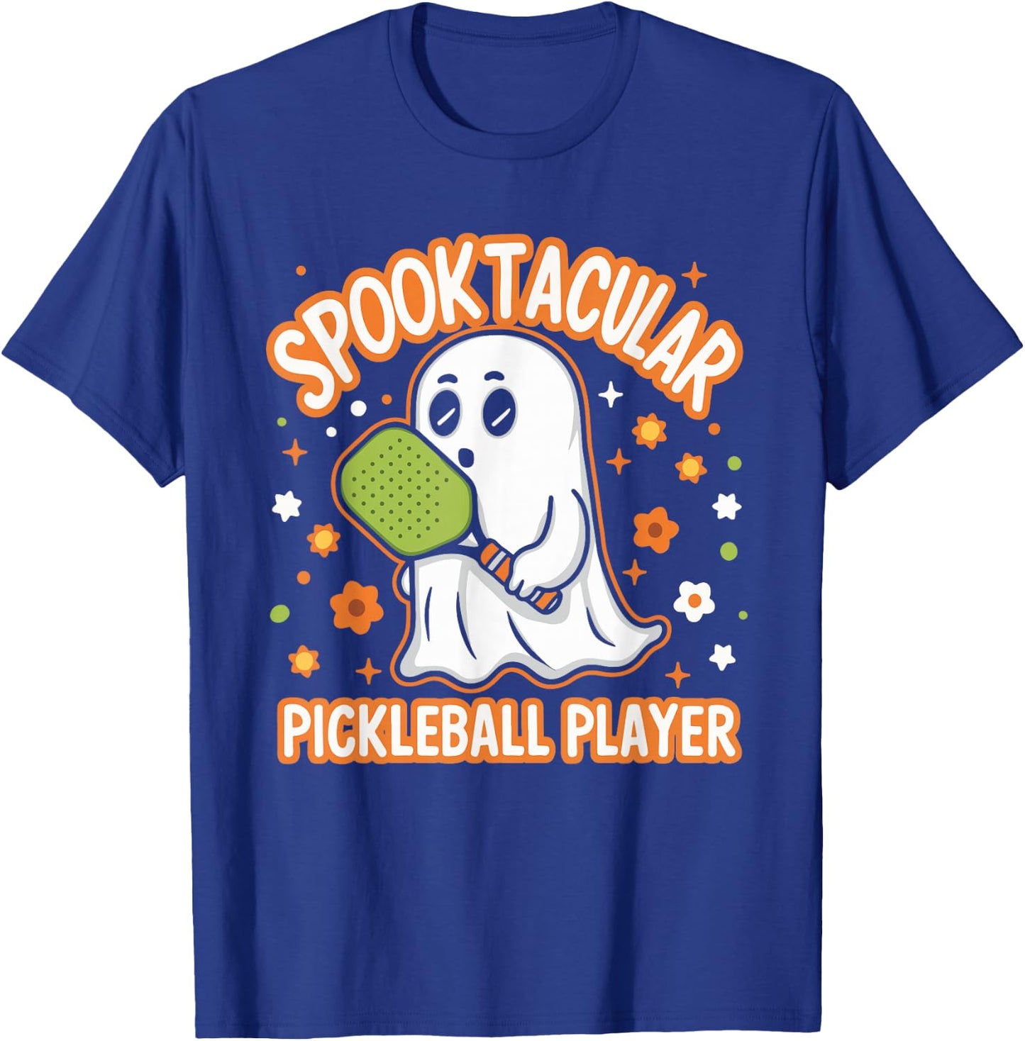 Spooktacular Pickleball Player Ghost Pumpkin T-Shirt - T-Shirt | Royal