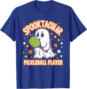 Spooktacular Pickleball Player Ghost Pumpkin T-Shirt - T-Shirt | Royal