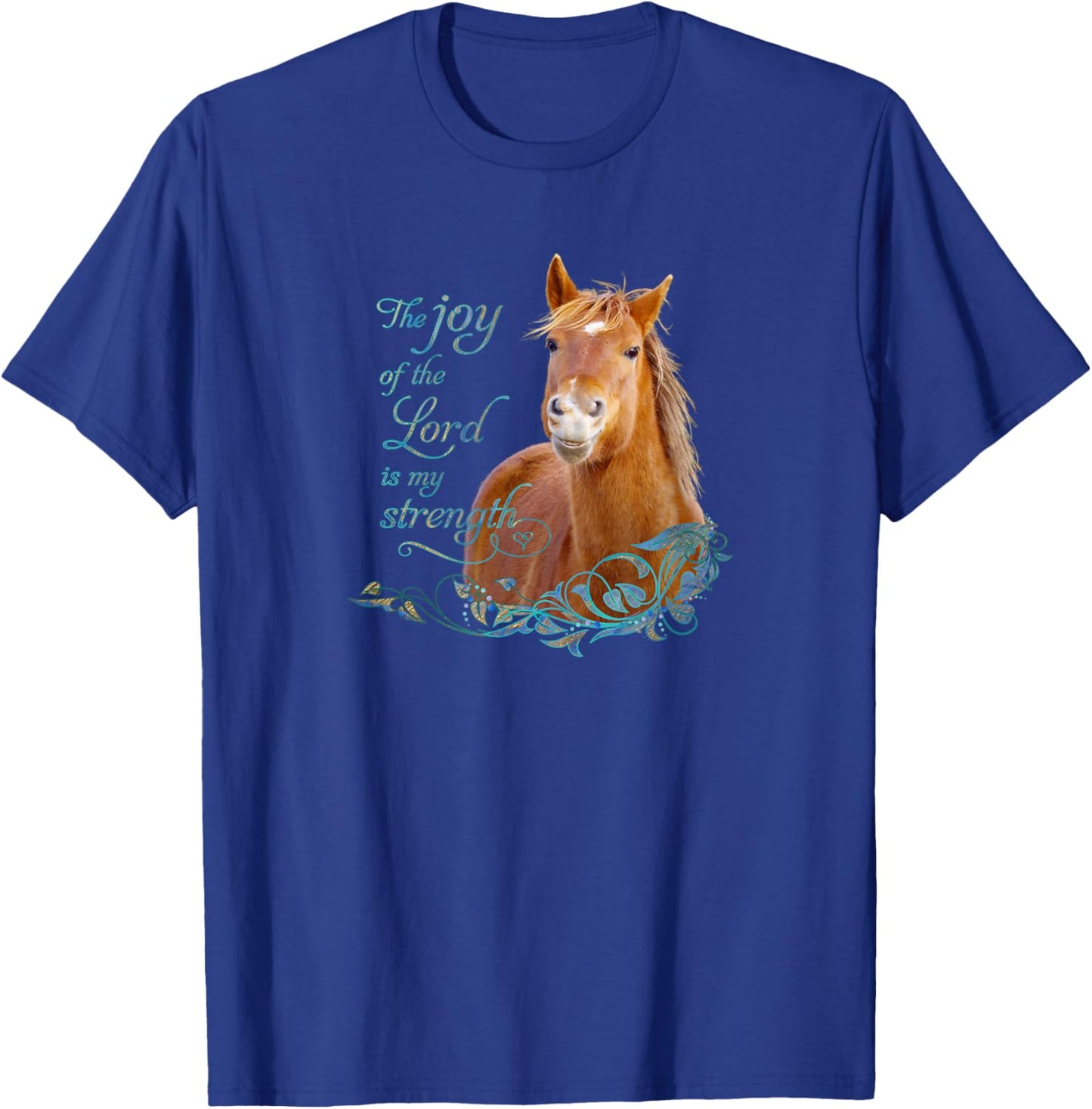 Christian Bible Verse Smiling Horse T-Shirt - T-Shirt | Royal