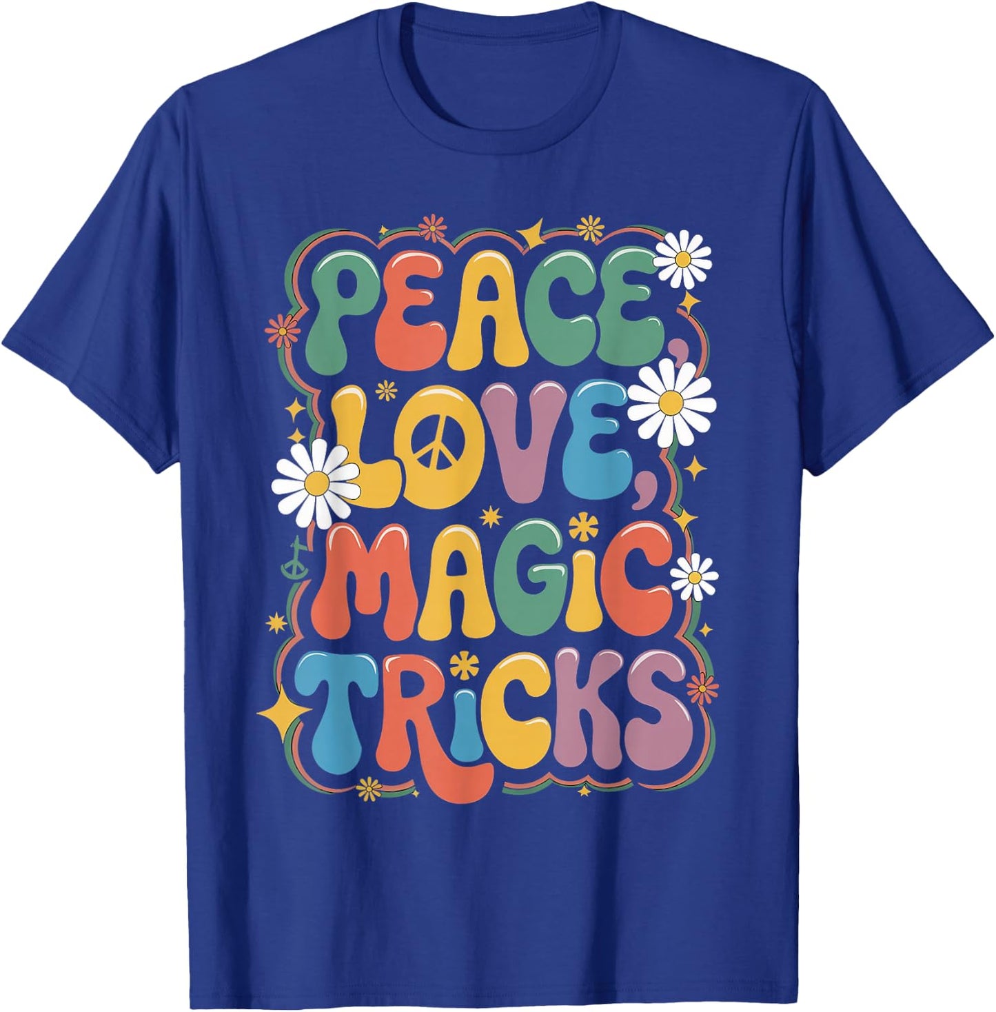 Magician 60s 70s Hippie Retro Peace Love Magic tricks T-Shirt - T-Shirt | Royal