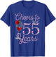 Cheers To 55 Year Old 55th Birthday Queen Drink Wine Diamond T-Shirt - T-Shirt | Royal