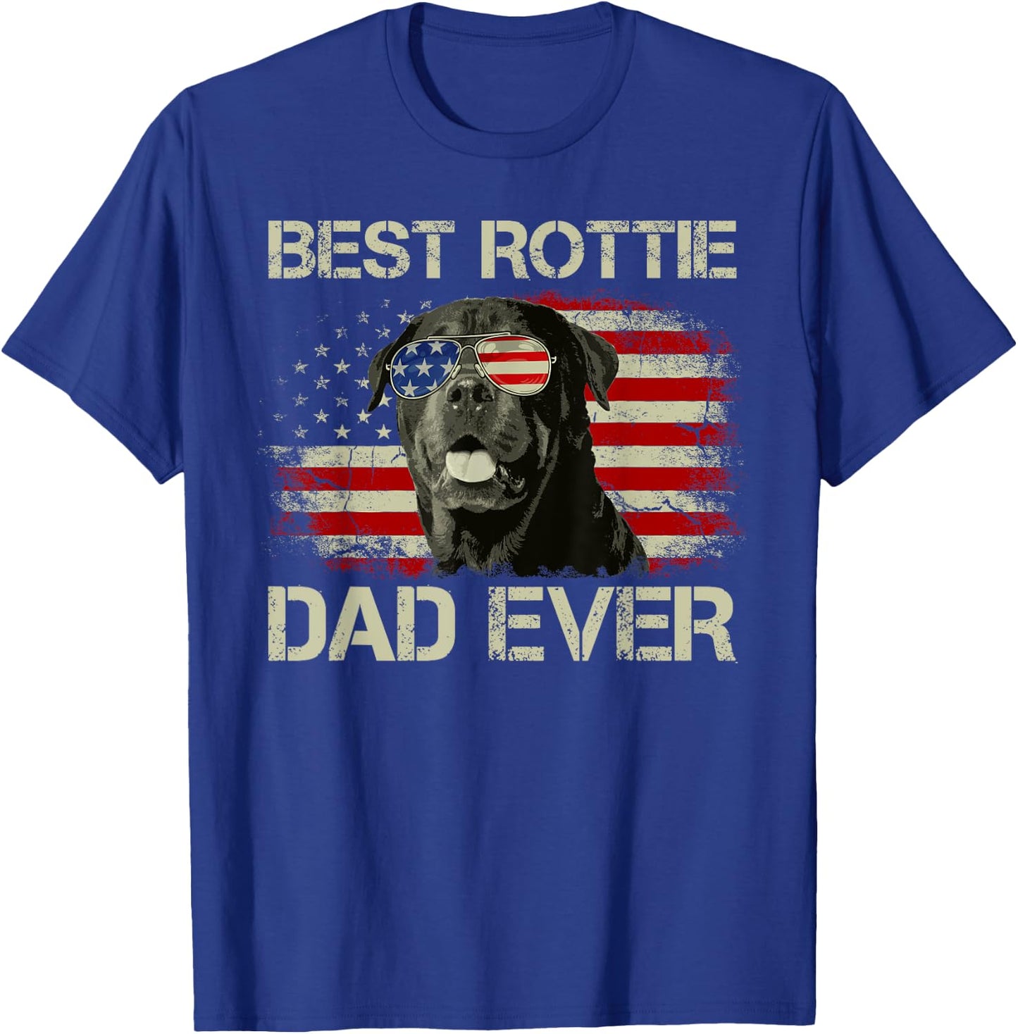 Best Rottie Dad Ever Rottweiler American Flag Gift T-Shirt - T-Shirt | Royal