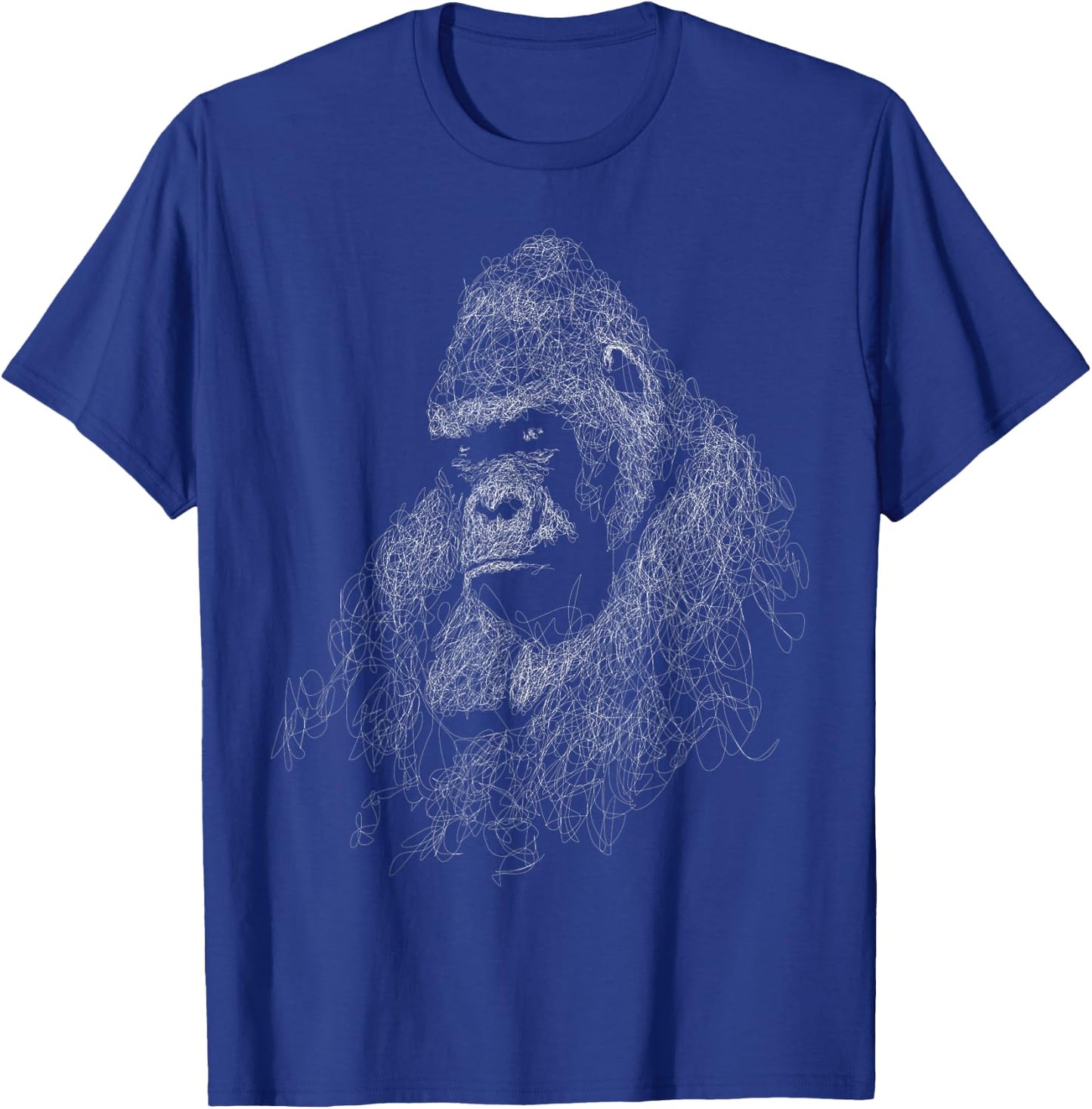 gorilla face scribble art head for lover Silverback animals T-Shirt - T-Shirt | Royal