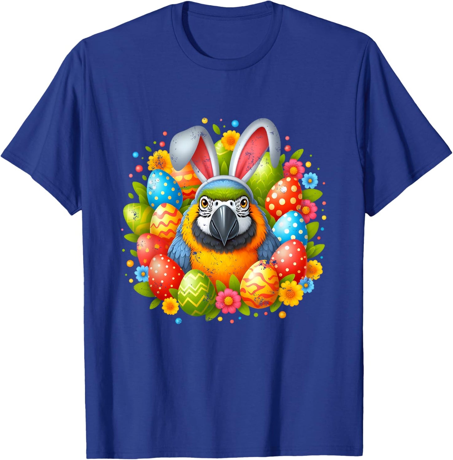 Happy Easter Parrot with Colorful Easter Eggs T-Shirt - T-Shirt | Royal