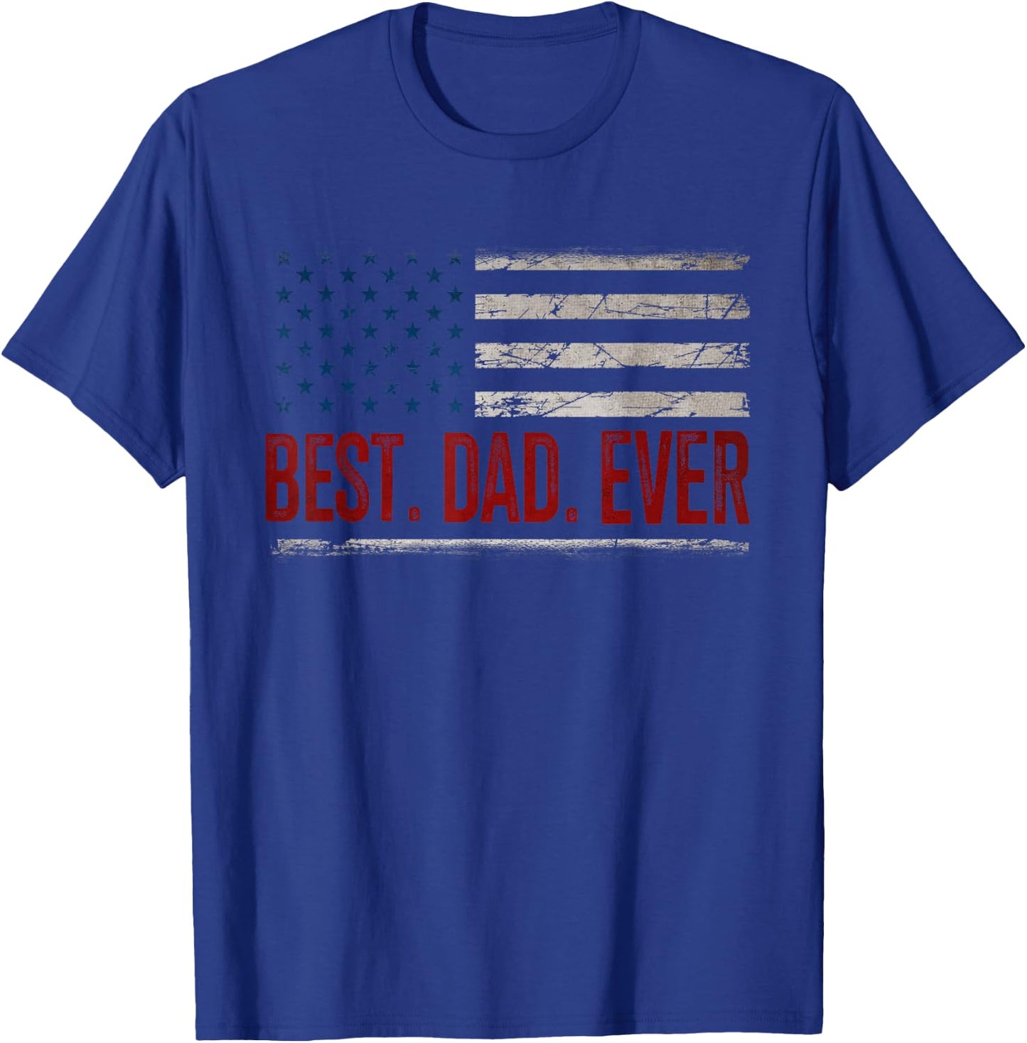 Best Dad Ever with US American Flag Gifts Fathers Day Daddy T-Shirt - T-Shirt | Royal