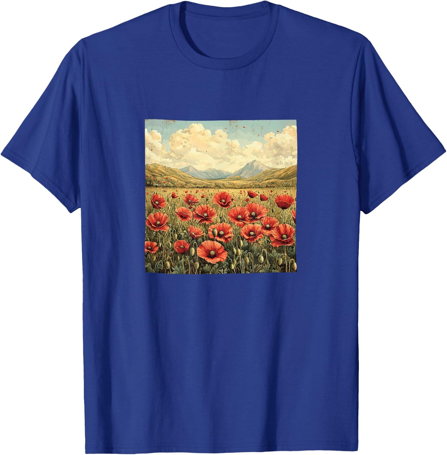 Vintage Landscape with Poppies T-Shirt - T-Shirt | Royal