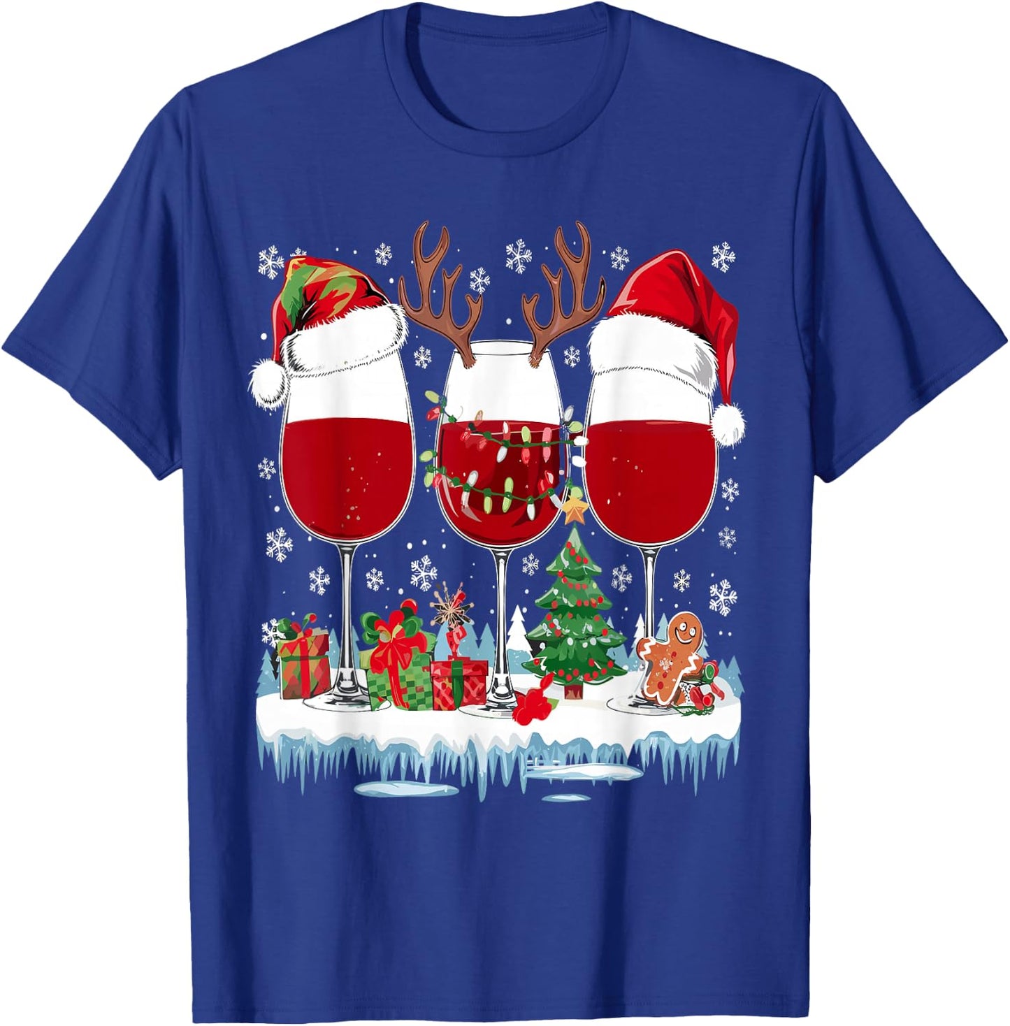 Santa Hat Funny Wine Glass Santa Hat Women , Black, S T-Shirt - T-Shirt | Royal