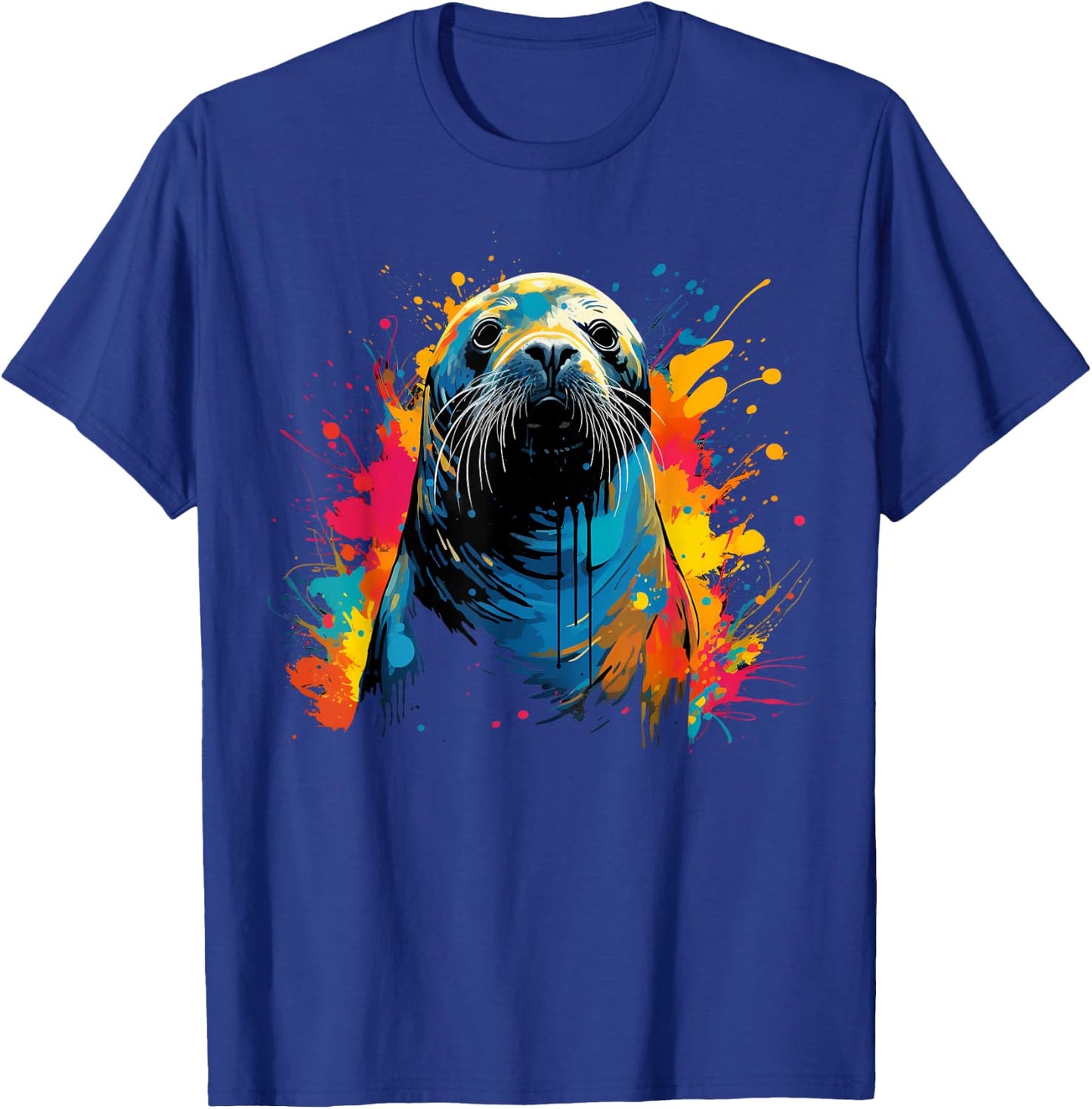 Artistic Colorful Pop Art painted Seal T-Shirt - T-Shirt | Royal