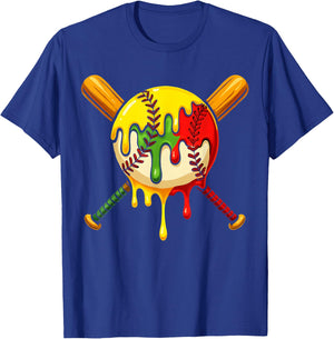 Baseball Drip Juneteenth Black Pride African American 1865 T-Shirt - T-Shirt | Royal