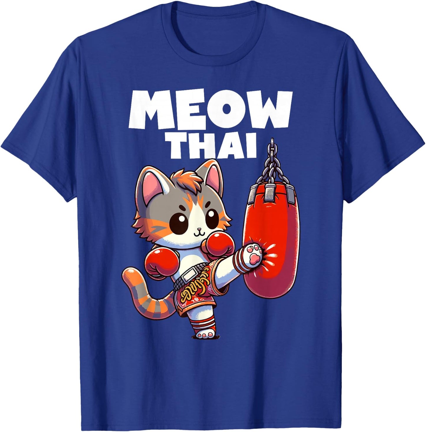 Muay Thai Cat Meow Thai Boxing Fighting Sport T-Shirt - T-Shirt | Royal