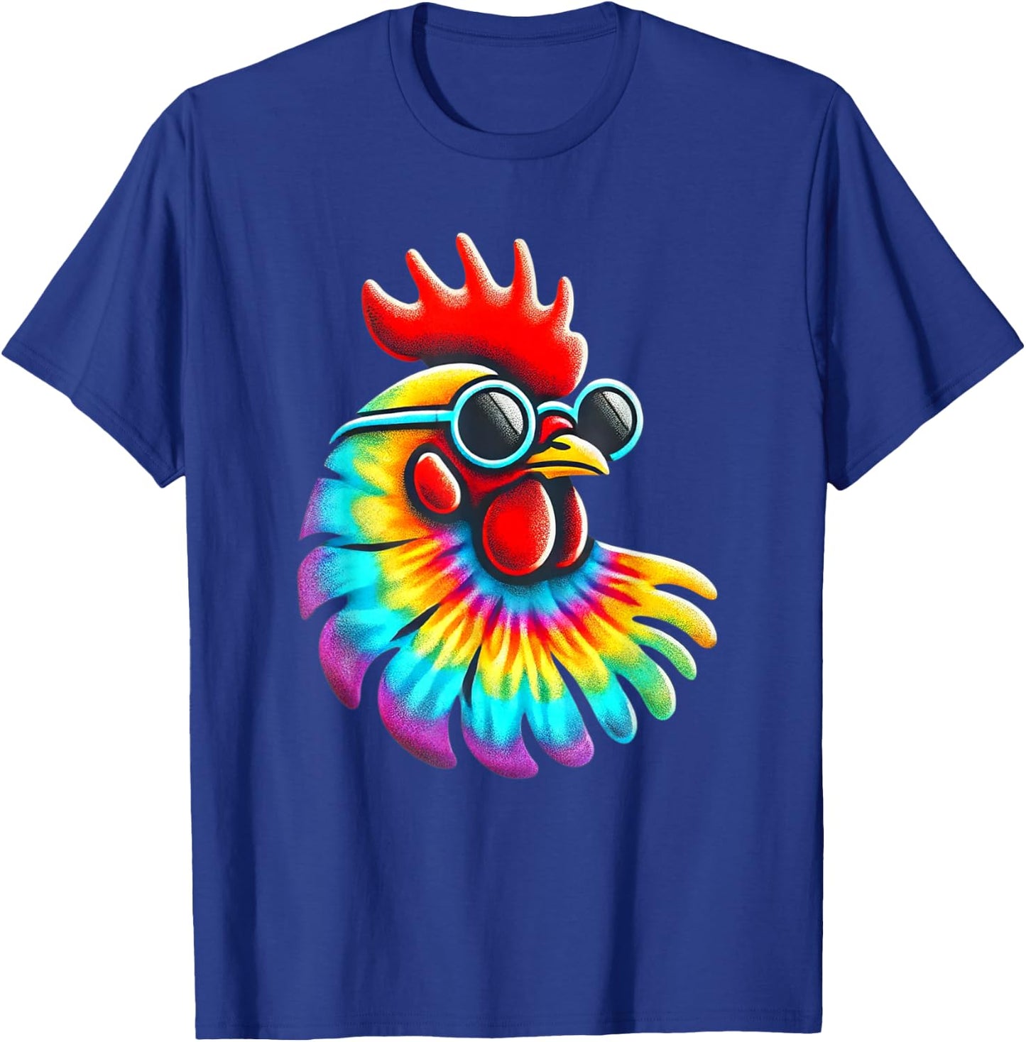 Tie Dye Art Sunglasses Farm Rooster Hen Poultry Chicken T-Shirt - T-Shirt | Royal