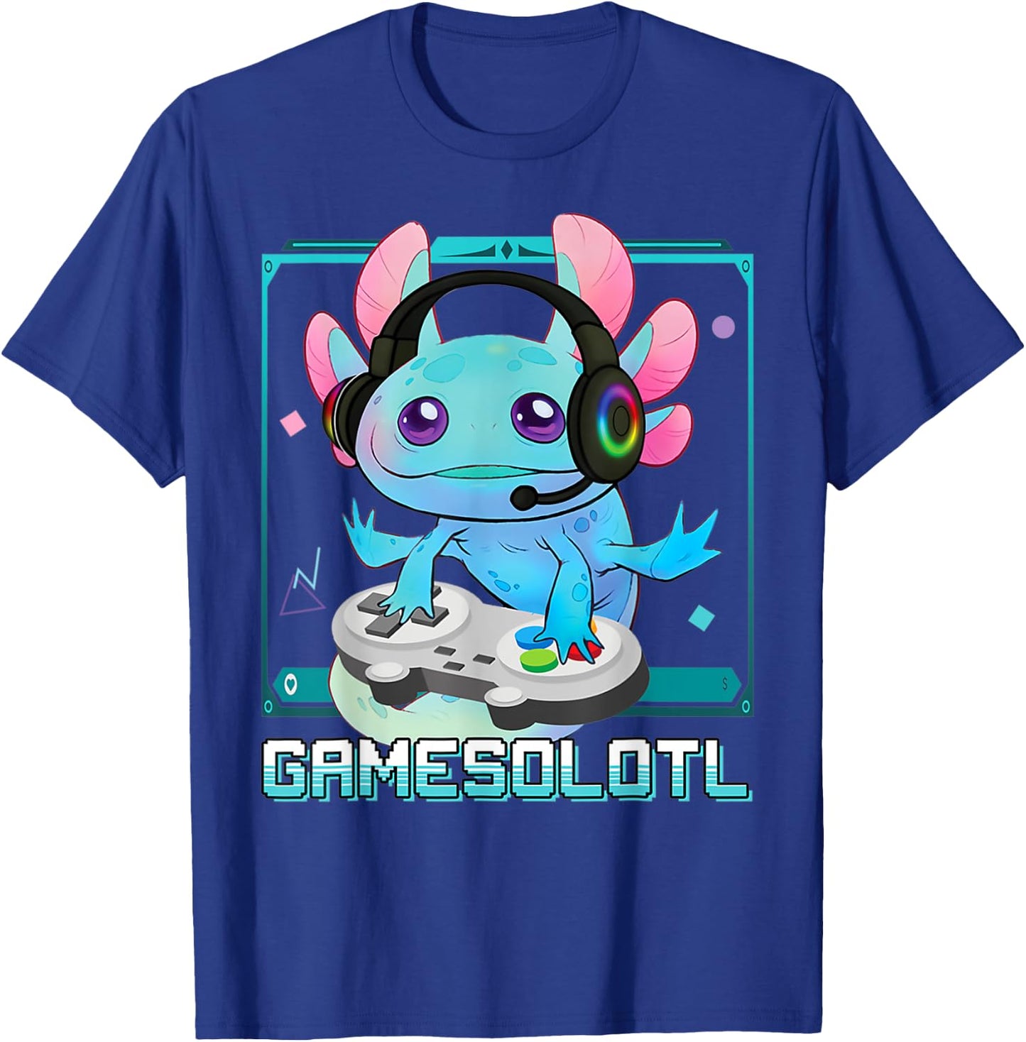 Gamesolotl Axolotl Video Gamer Kawaii Pastel Goth Cute Anime T-Shirt - T-Shirt | Royal