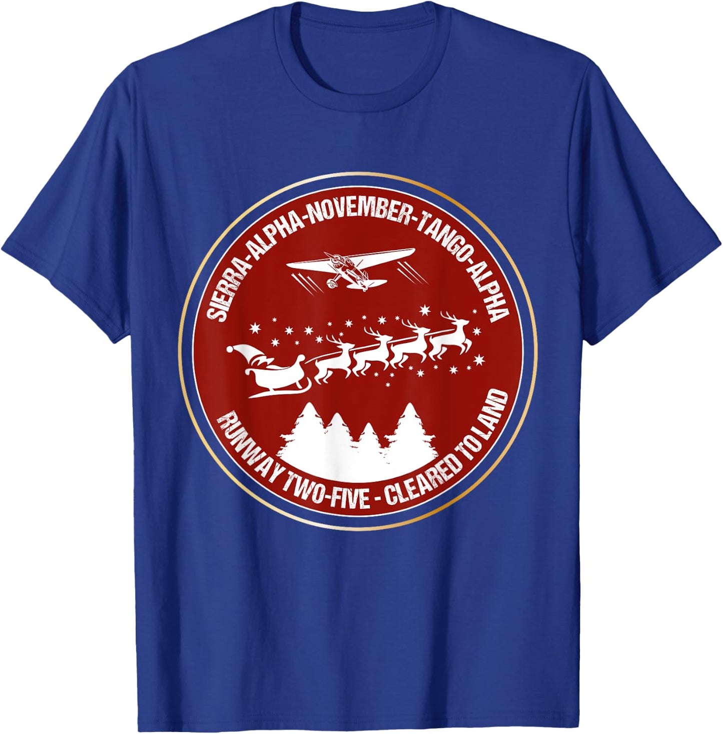 Funny Santa Airlines Christmas Gift Pilots Aviator T-Shirt - T-Shirt | Royal