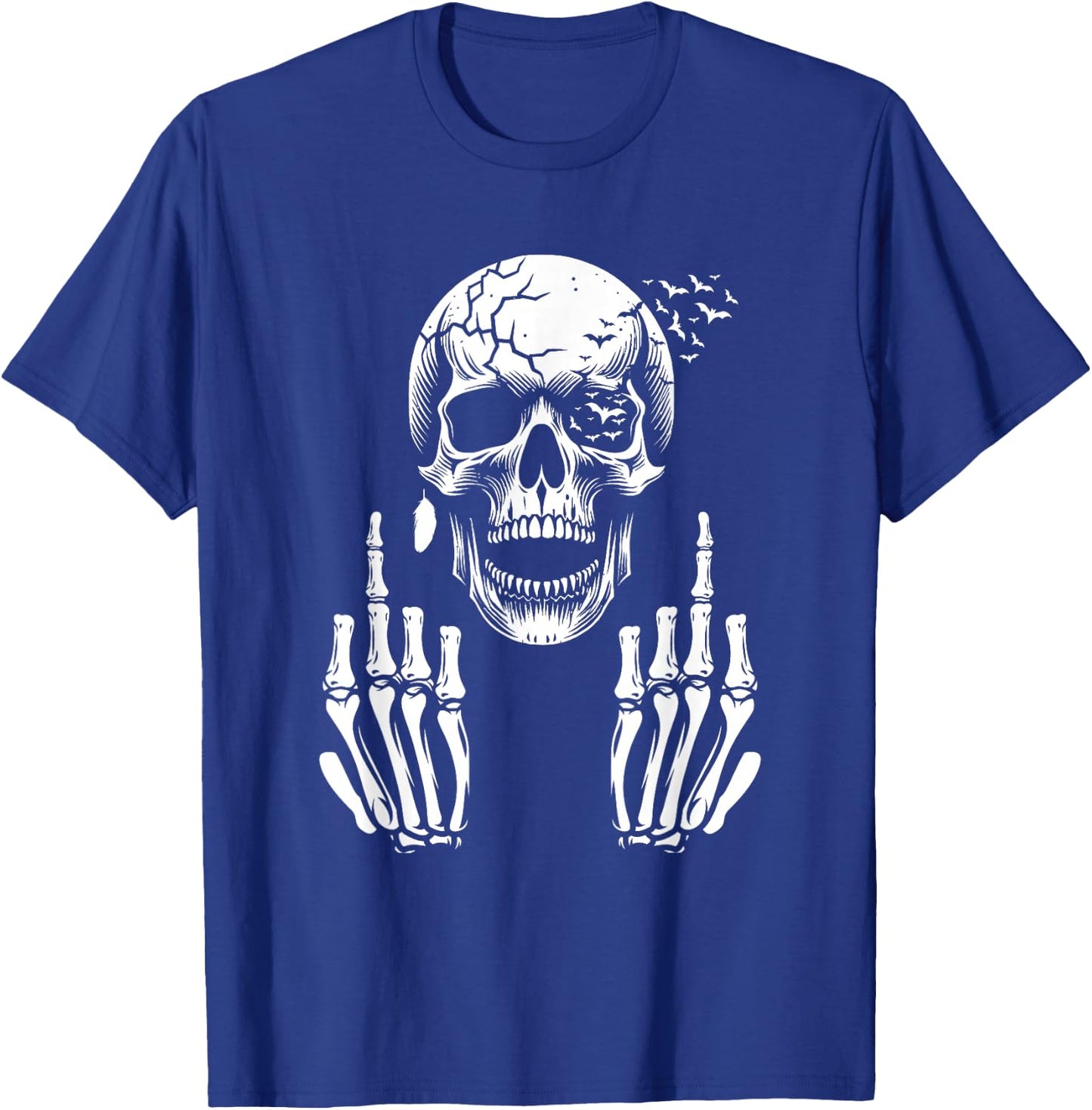 Skull Skeleton Middle Finger Shirt Funny Adult Humour F You , black T-Shirt - T-Shirt | Royal