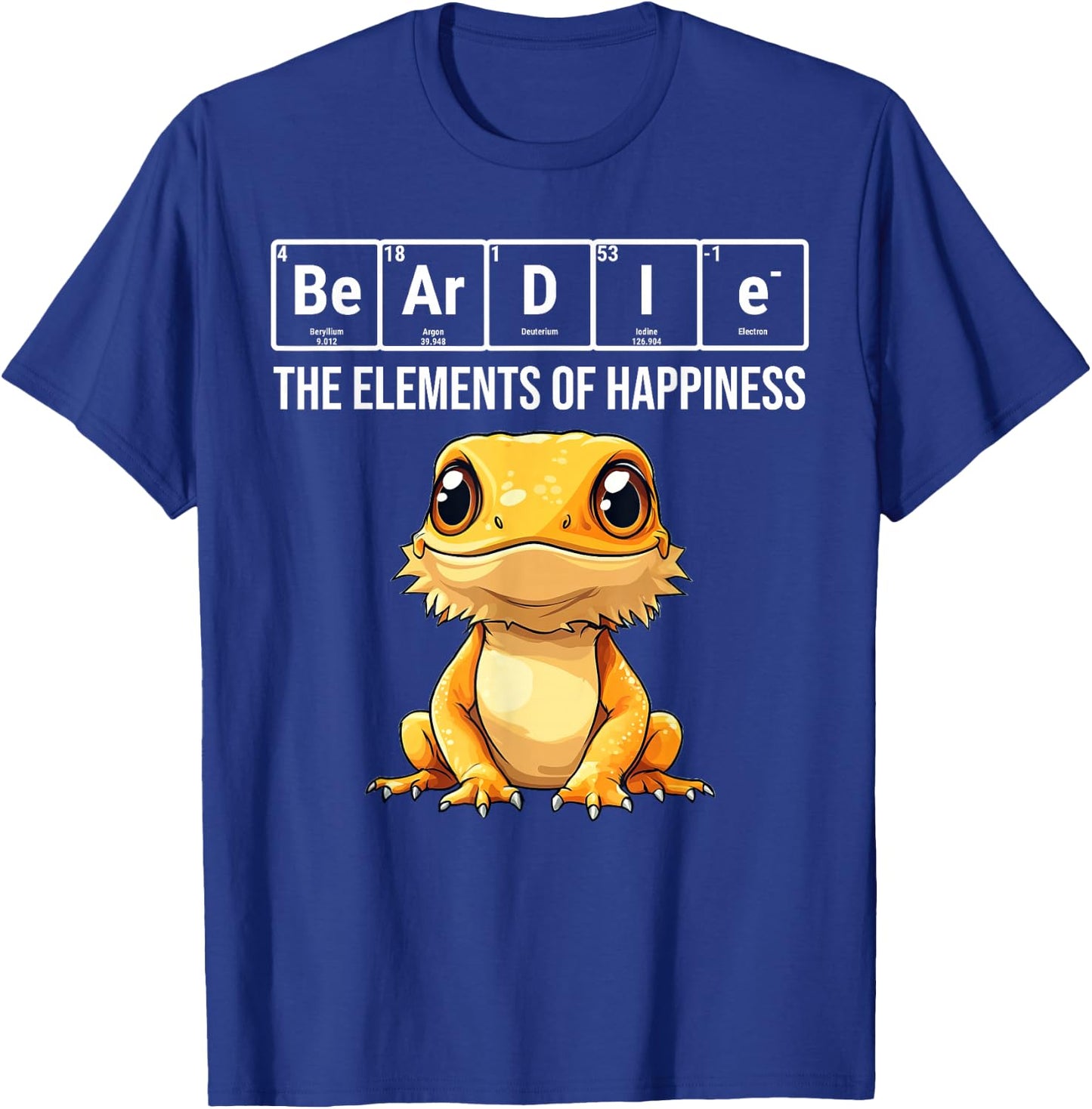 Beardie Periodic Table Elements Chemistry Bearded Dragon T-Shirt - T-Shirt | Royal
