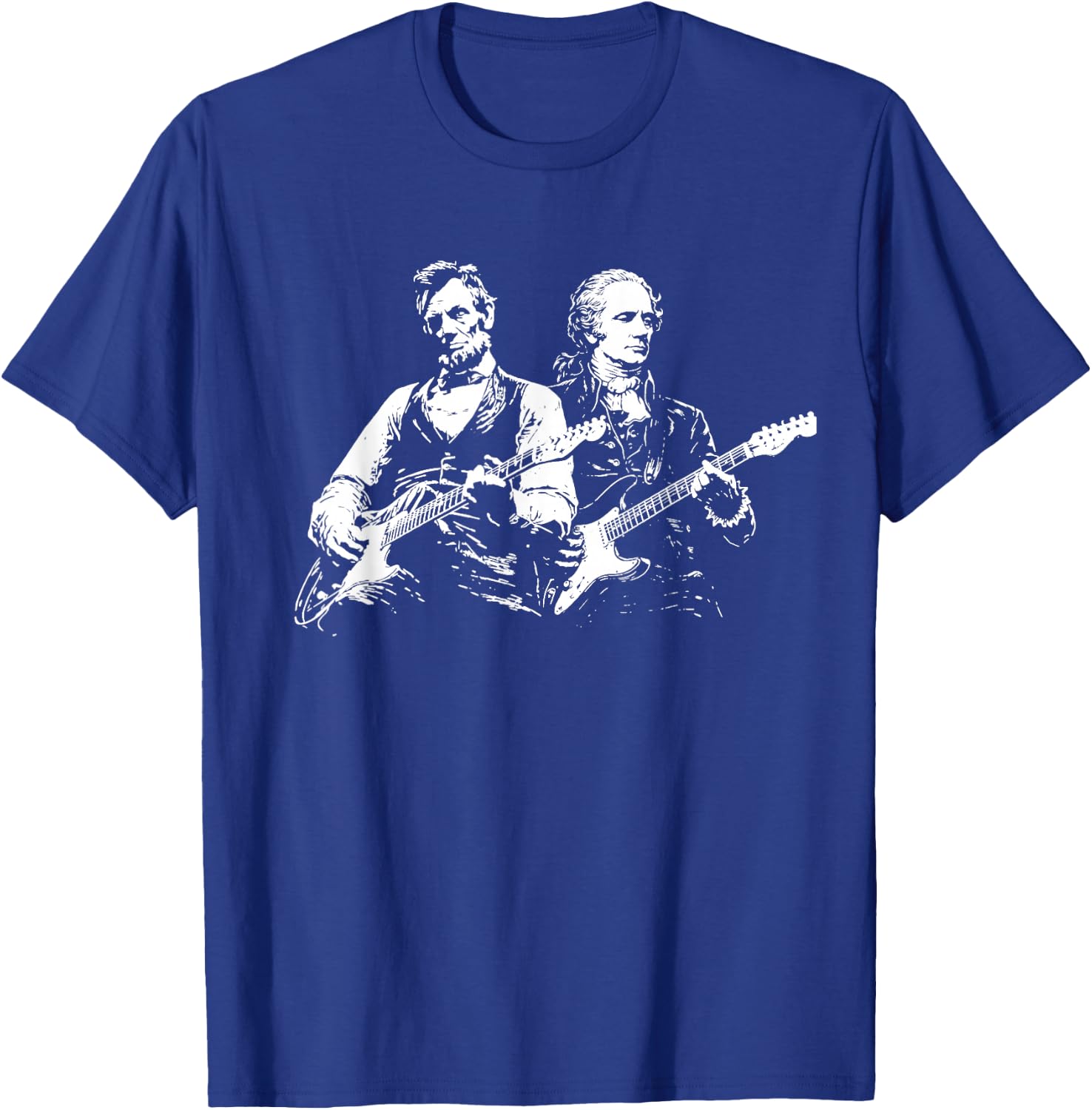 President Abraham Lincoln Alexander Hamilton Playing Guitar T-Shirt - T-Shirt | Royal