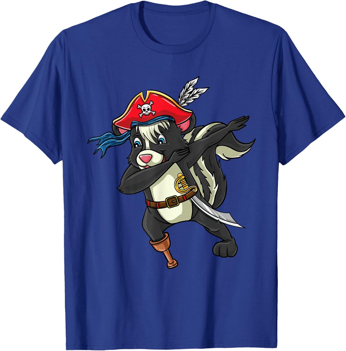 Dabbing Pirate Skunk Halloween T-Shirt - T-Shirt | Royal