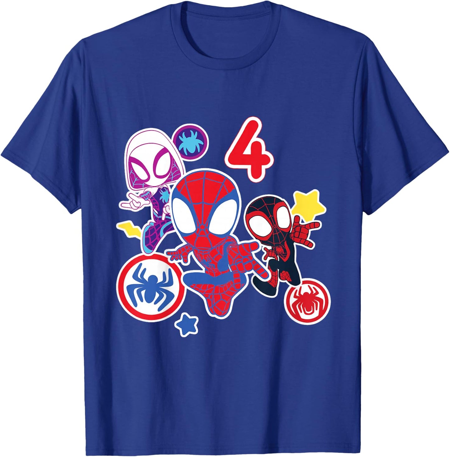 Children's Marvel Spidey and His Amazing Friends 4 Year Old Birthday , black T-Shirt - T-Shirt | Royal