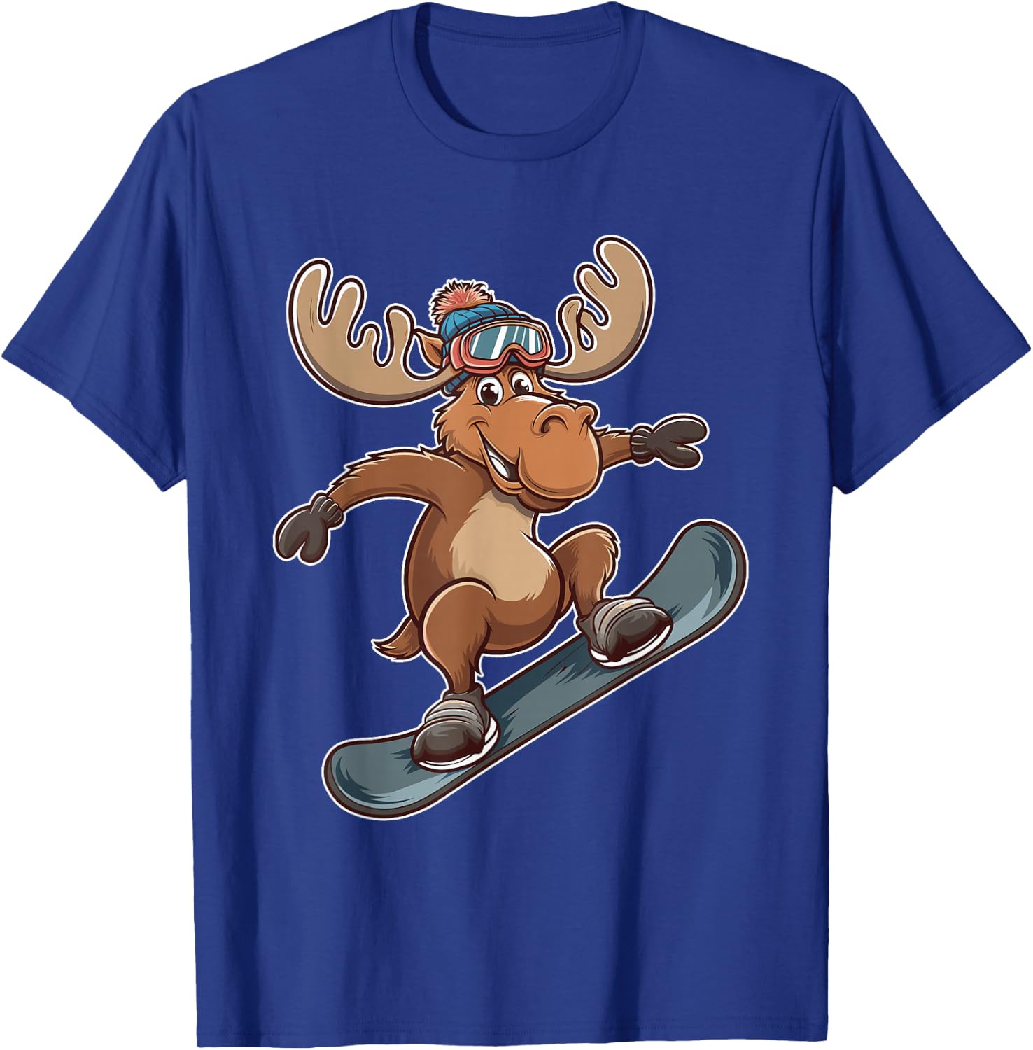 Cool Moose Snowboarding Adventure Graphic T-Shirt - T-Shirt | Royal