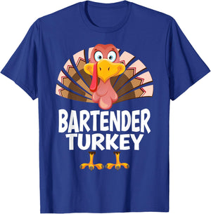 Thanksgiving Bartender Turkey Matching Pajama T-Shirt - T-Shirt | Royal