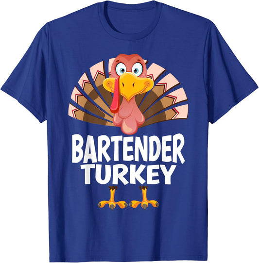 Thanksgiving Bartender Turkey Matching Pajama T-Shirt - T-Shirt | Royal