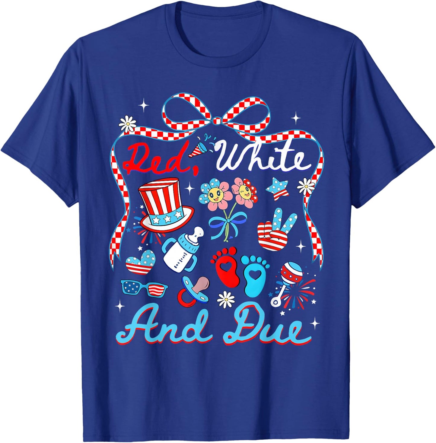 Cute Coquette Bow Pregnancy Reveal Red White Women T-Shirt - T-Shirt | Royal