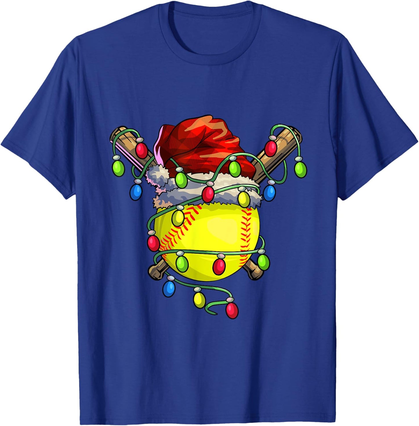 Christmas Softball Xmas Christmas Lights Softball Player T-Shirt - T-Shirt | Royal
