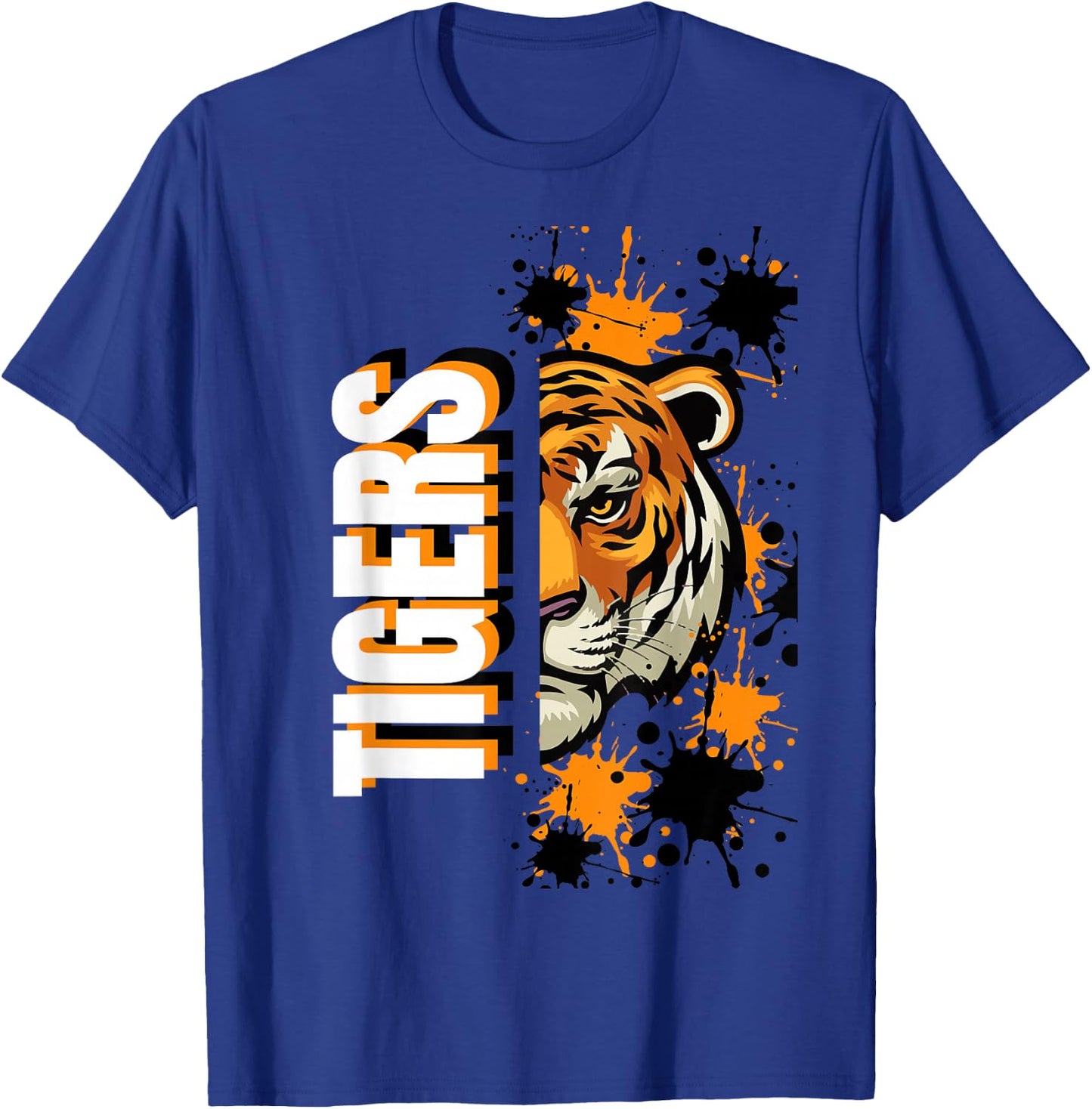 Tigers School Spirit Tiger Mascot Orange Black T-Shirt - T-Shirt | Royal