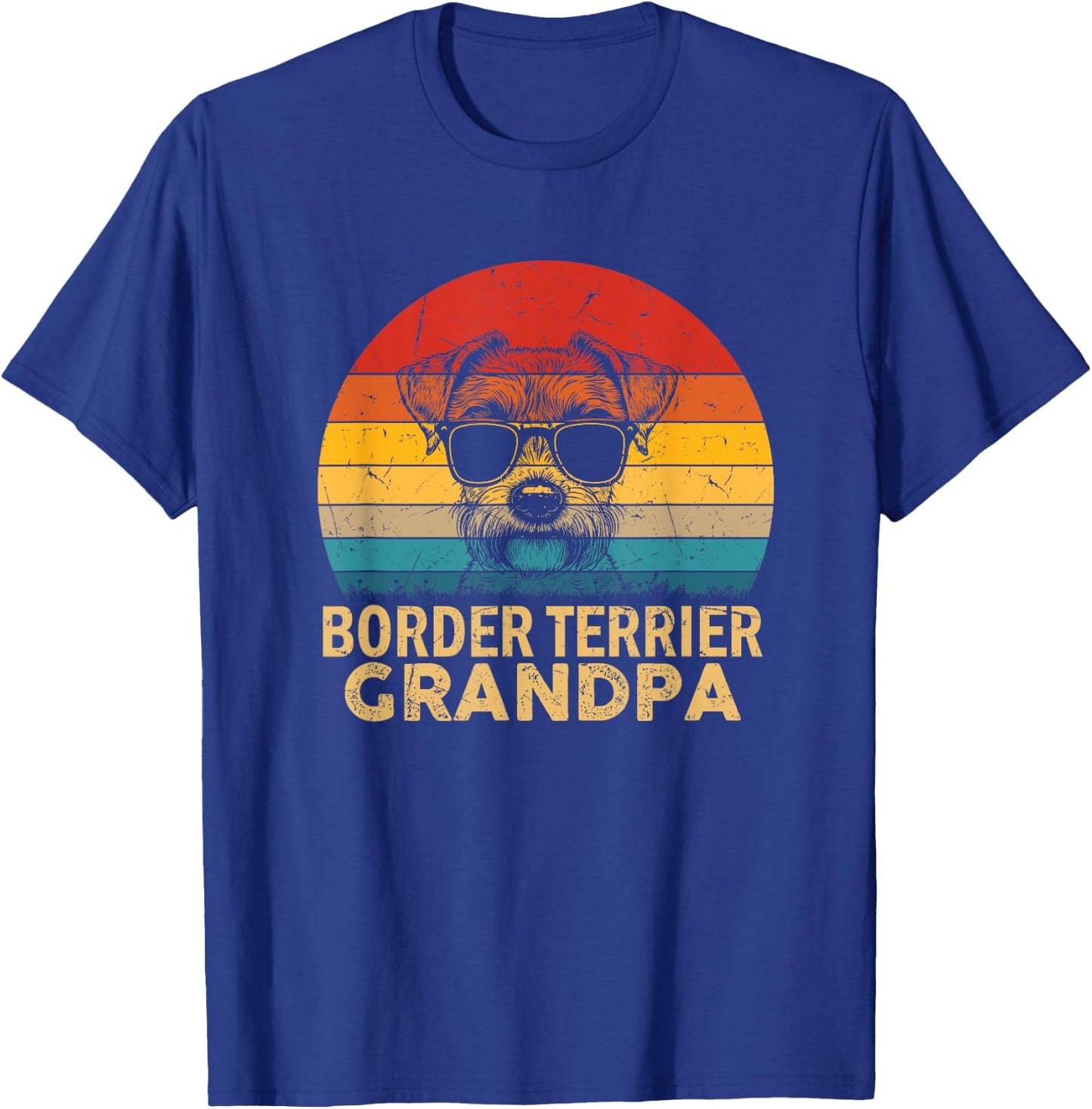 Vintage Retro Border Terrier Grandpa Dog Paw Dad Fathers Day T-Shirt - T-Shirt | Royal