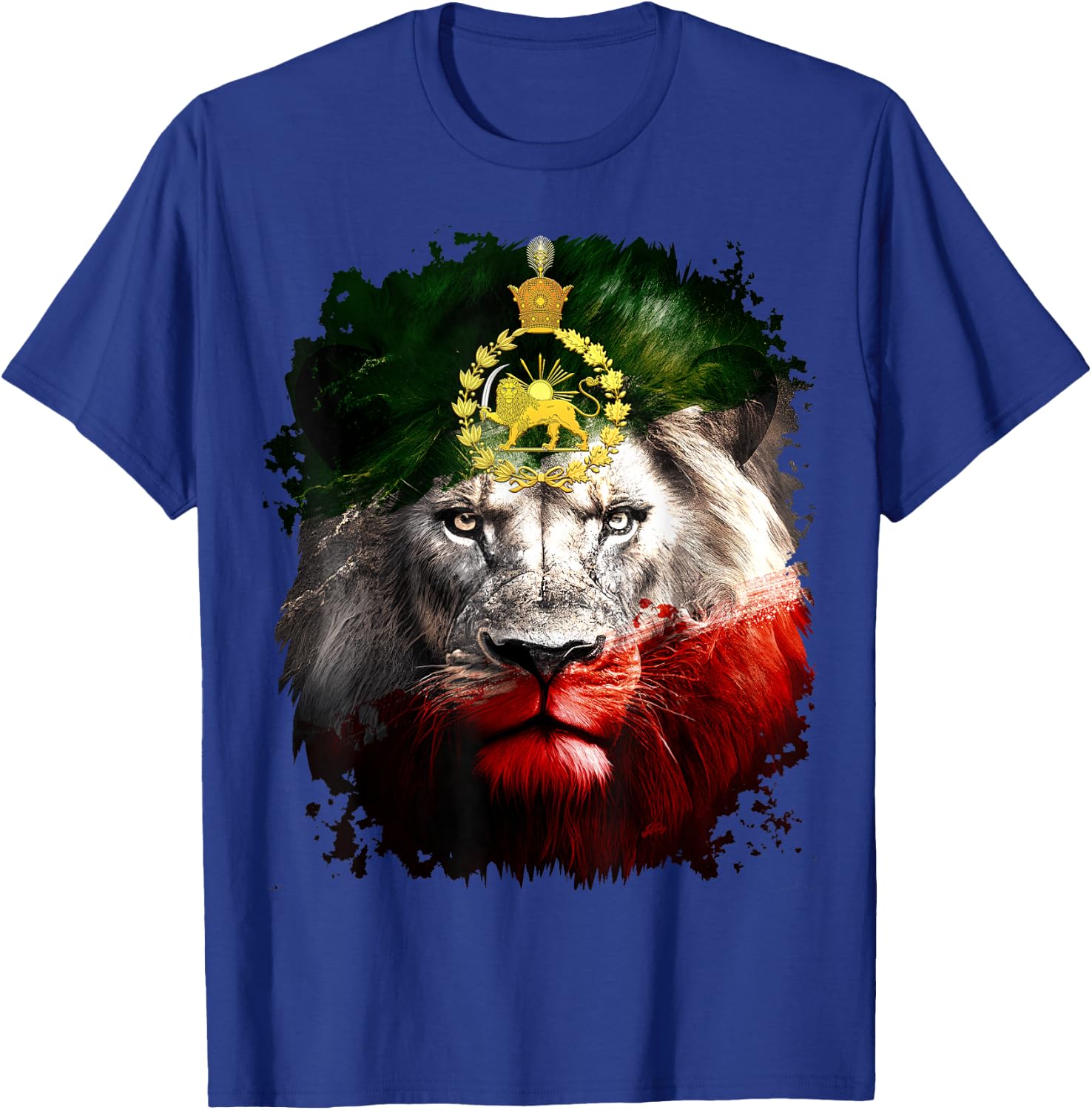 Iranian Flag Gold Lion Head T-Shirt - T-Shirt | Royal
