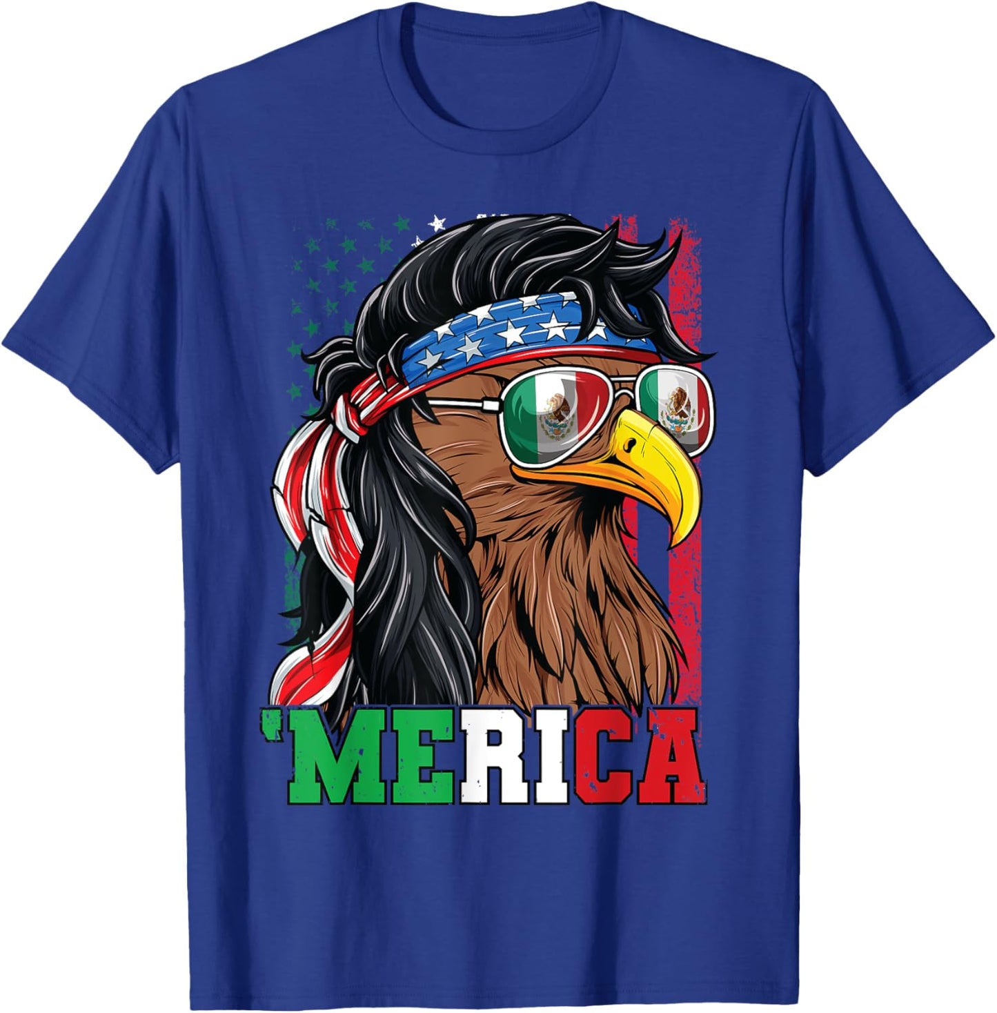 Mexican American Shirt 4th of July Mexican Merica Eagle T-Shirt - T-Shirt | Royal