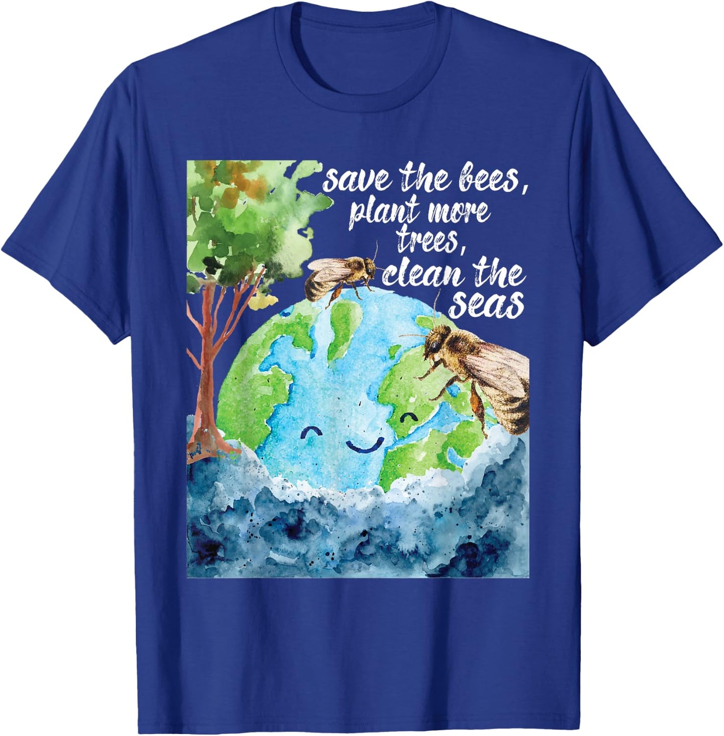 Save The Bees - Environmental Protection Earth Day Climate T-Shirt - T-Shirt | Royal