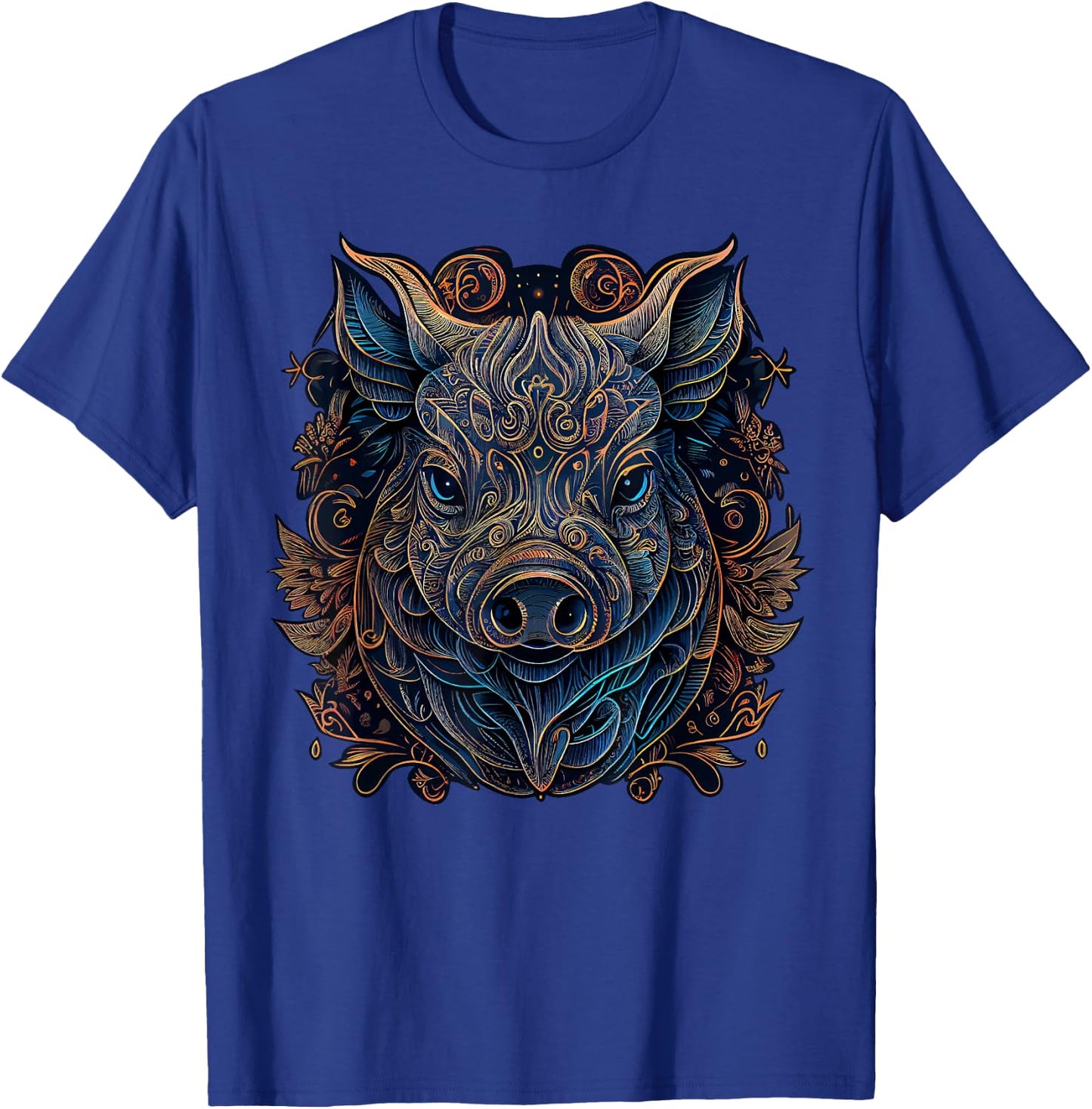 Chinese Zodiac Symbol Boar Animal Pig Astrology , Kids, -Adults, Short Sleeve, Black, Small, Classic Fit, Modern, Graphic, T Back, Cotton 60%, Polyester 40% T-Shirt - T-Shirt | Royal