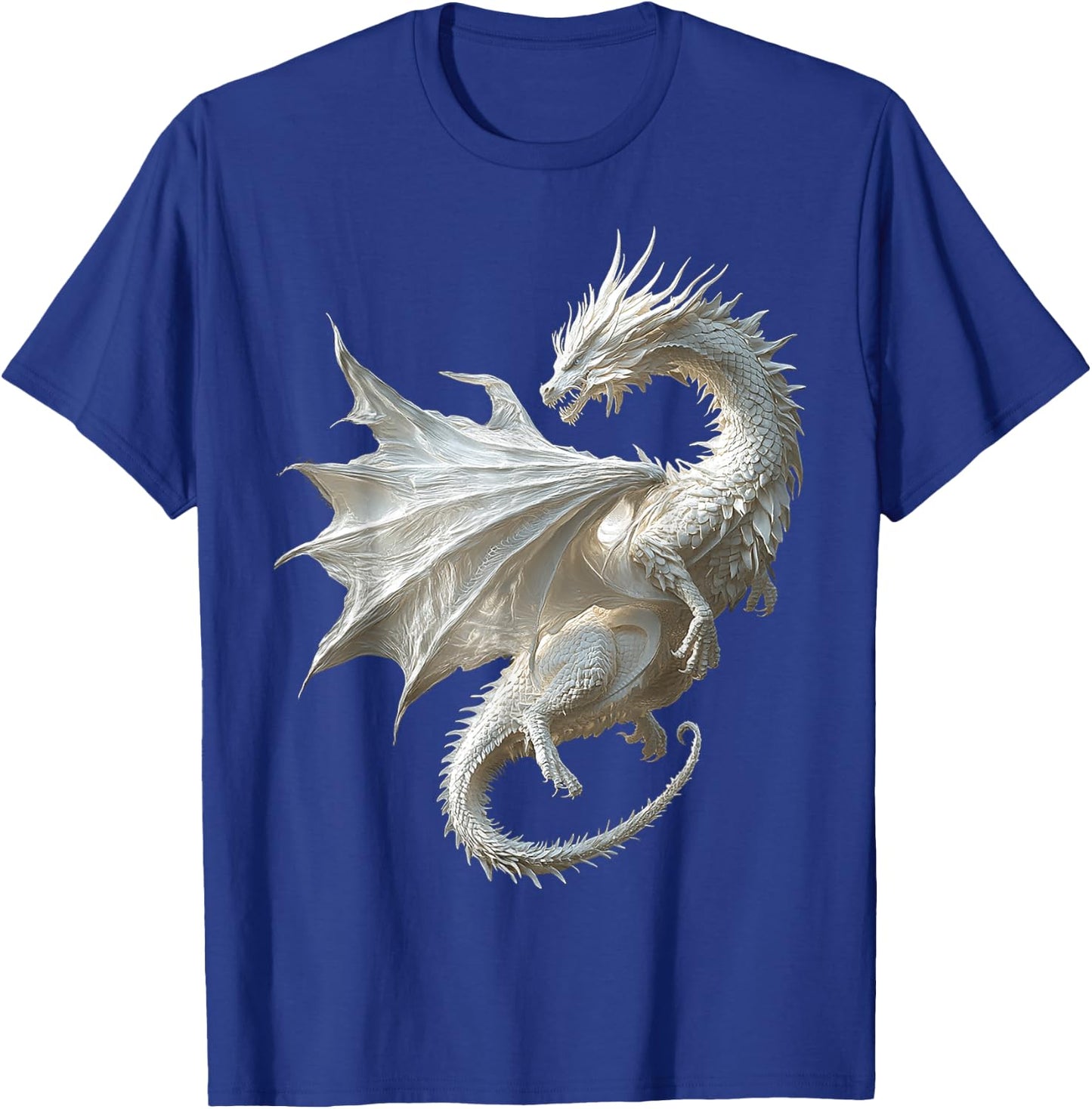 Mythical illustration of the white dragon , Black, S T-Shirt - T-Shirt | Royal