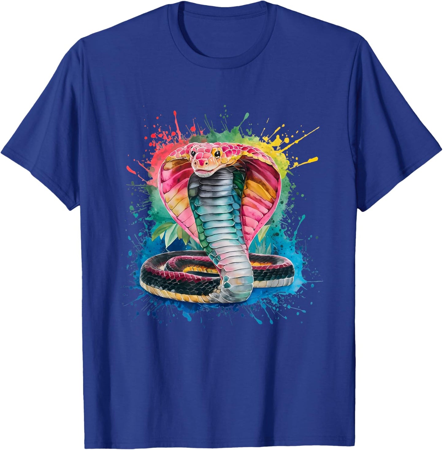 Cobra Men's Women's Colourful Watercolour Cobra T-Shirt - T-Shirt | Royal