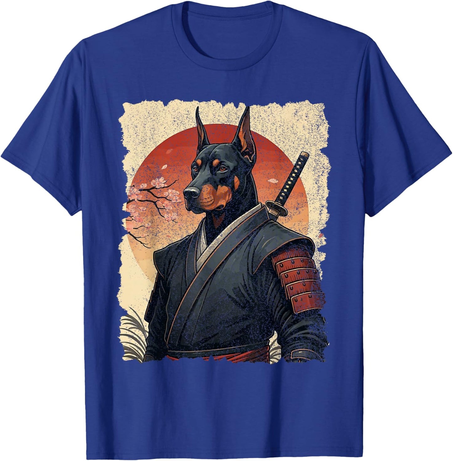 Ninja Doberman Samurai Warrior Katana Japanese Art T-Shirt - T-Shirt | Royal