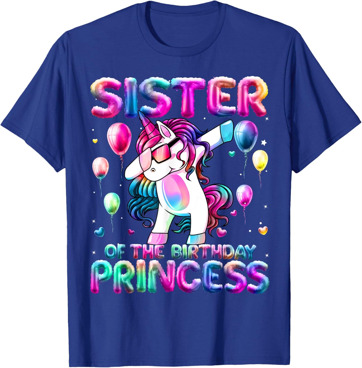 Sister of the Birthday Princess Girl Dabbing Unicorn Sister T-Shirt - T-Shirt | Royal
