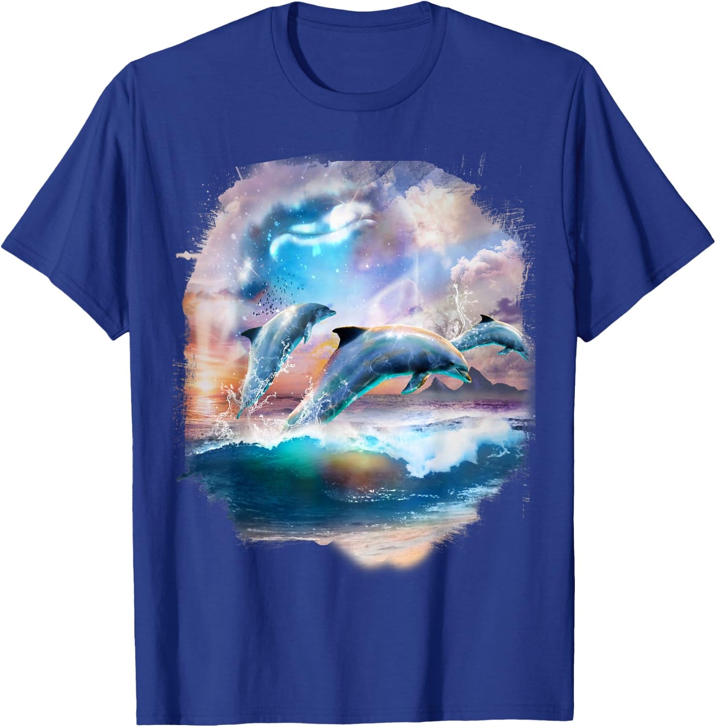 Dolphin Family, Dolphins in Clouds at Beach T-Shirt - T-Shirt | Royal