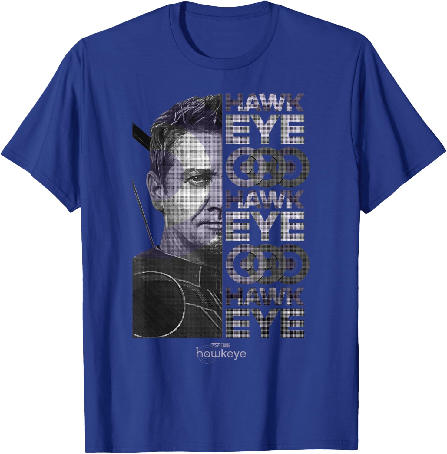 Marvel Hawkeye Half Face Split Design T-Shirt - T-Shirt | Royal