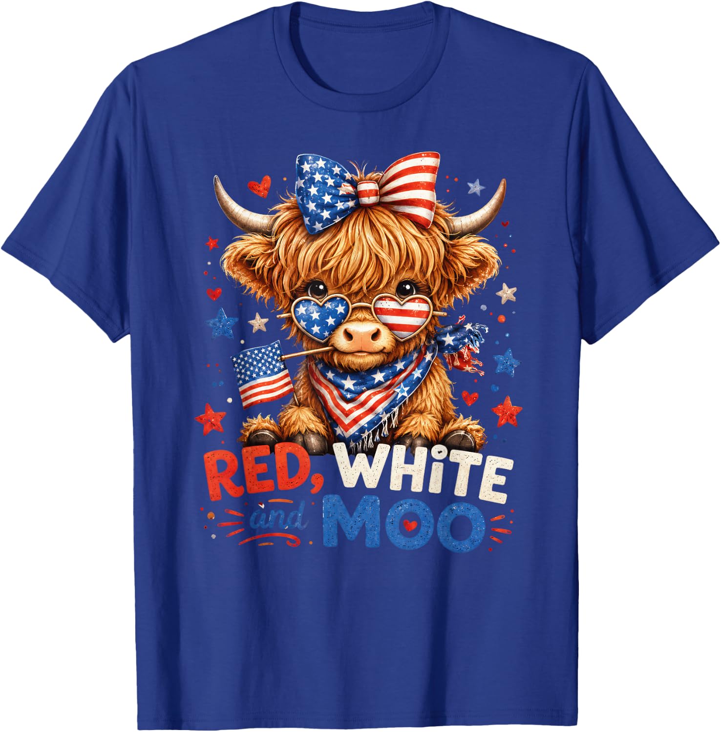Red White and Moo Cow Shirt 4th of July 250 Years Patriotic T-Shirt - T-Shirt | Royal