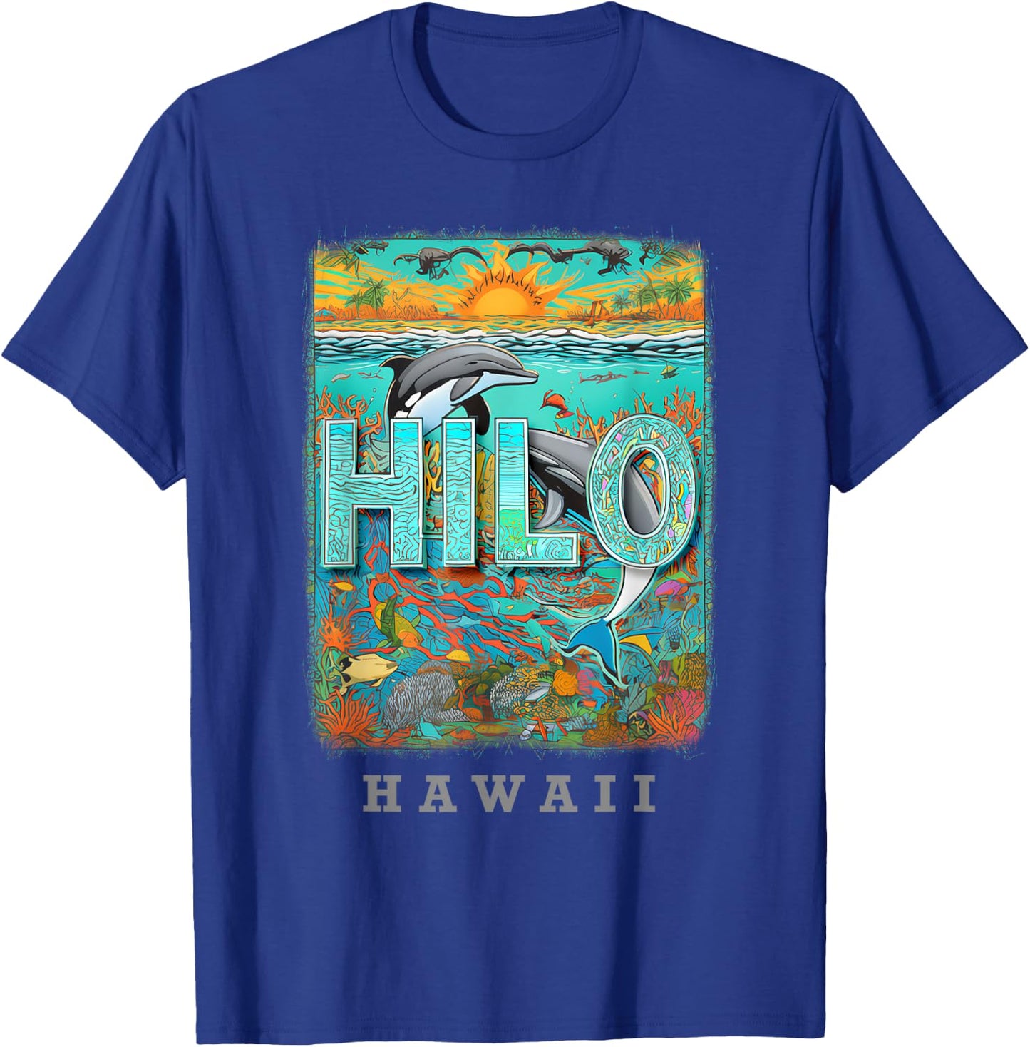 Hilo Hawaii HI Ocean Adventures SD778 T-Shirt - T-Shirt | Royal