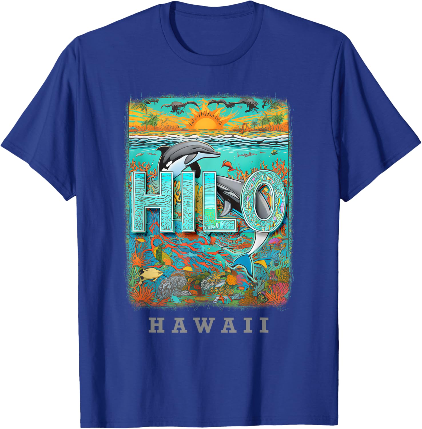 Hilo Hawaii HI Ocean Adventures SD778 T-Shirt - T-Shirt | Royal