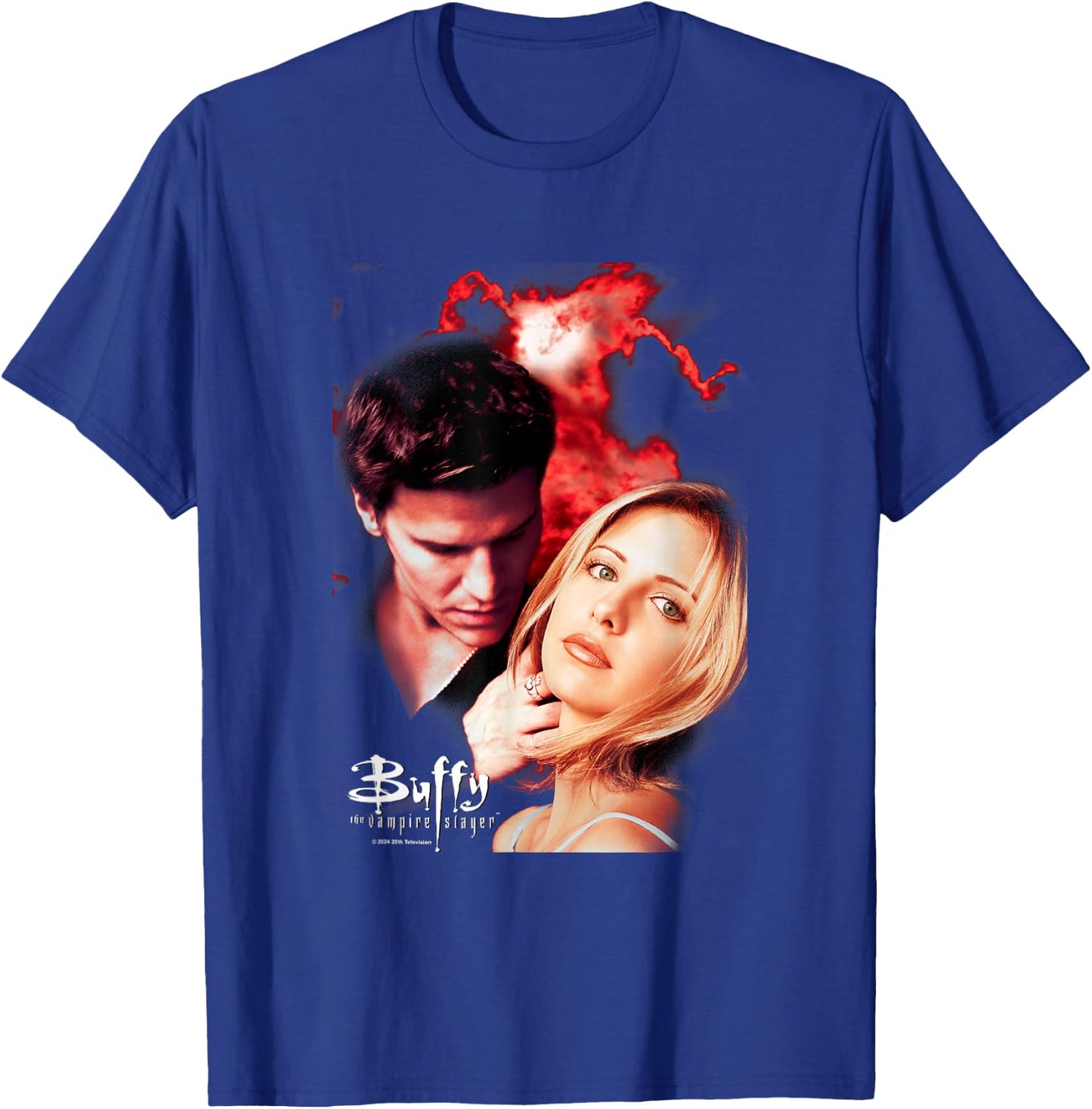 Buffy The Vampire Slayer Buffy & Angel Vintage Poster T-Shirt - T-Shirt | Royal