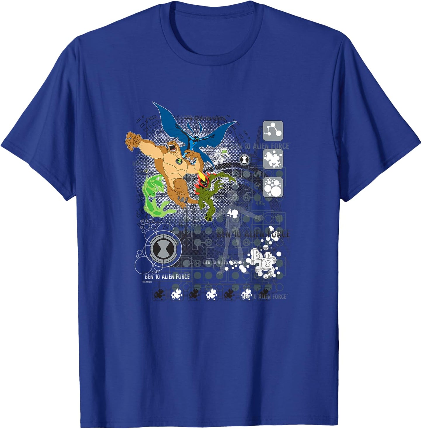 Ben 10: Alien Force Main Alien Heroes Vintage Shot T-Shirt - T-Shirt | Royal